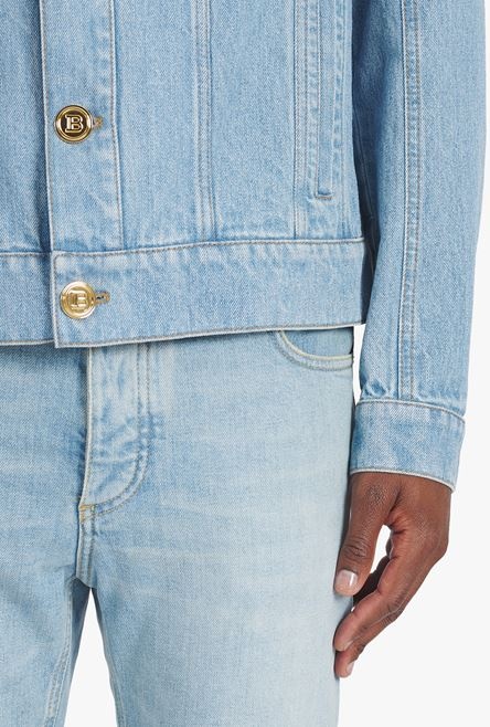 Light blue eco-designed denim jacket with jewel embroidery - 6