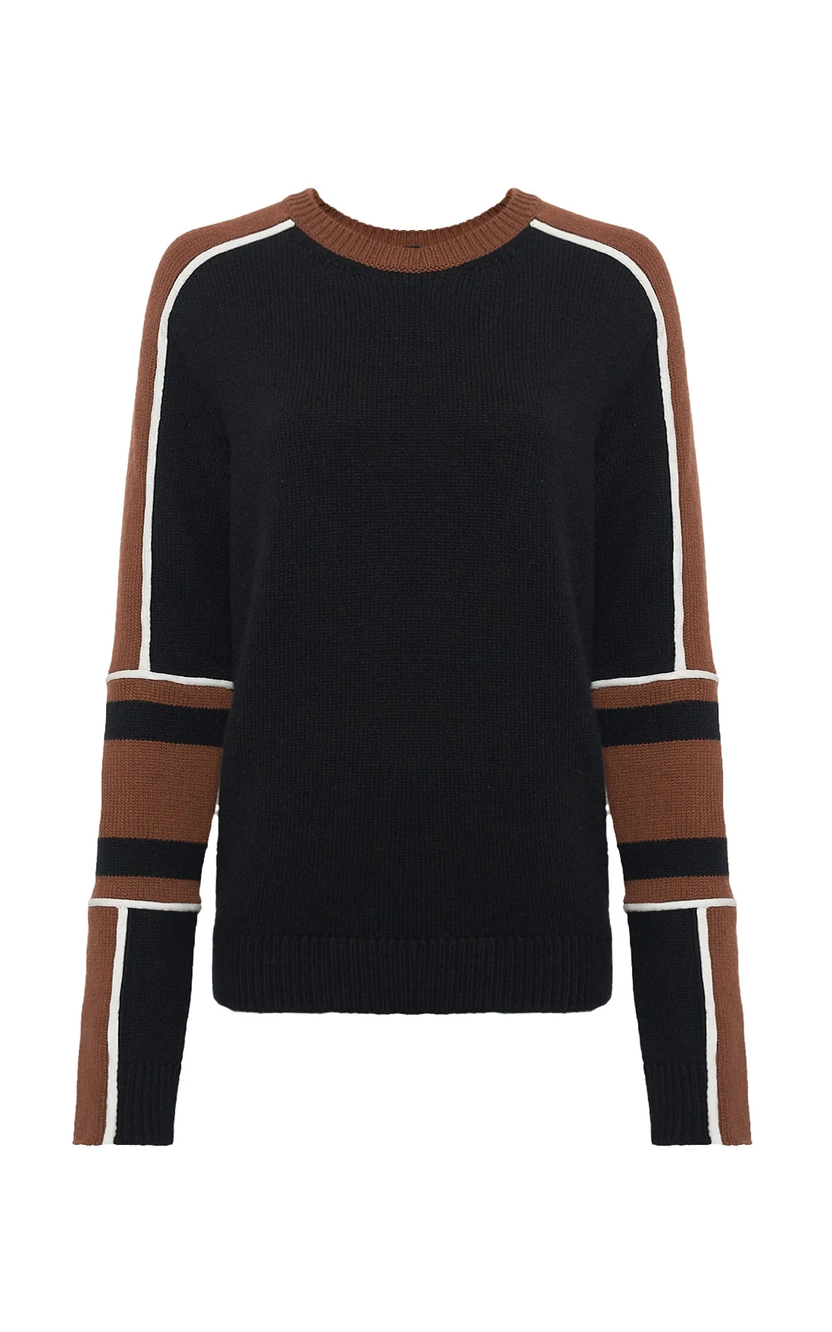 Finnian Knit Moto Sweater in Cognac & Black Cashmere - 1