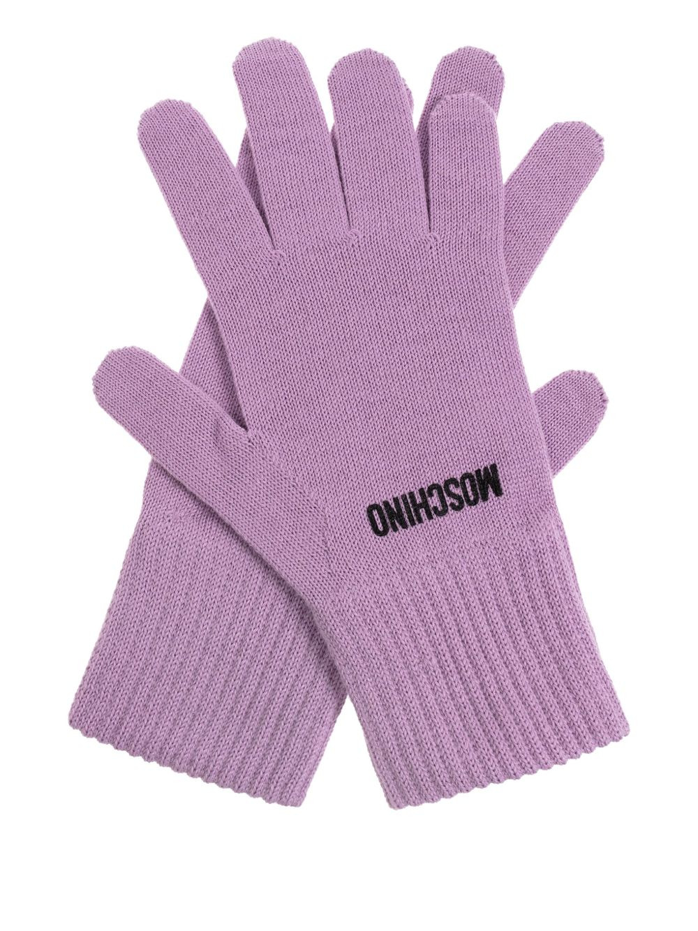 logo-embroidered ribbed gloves - 1