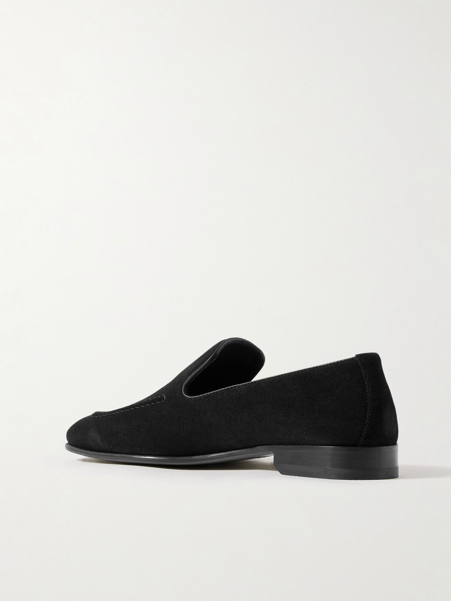 Truro Leather-Trimmed Suede Loafers Black - 4