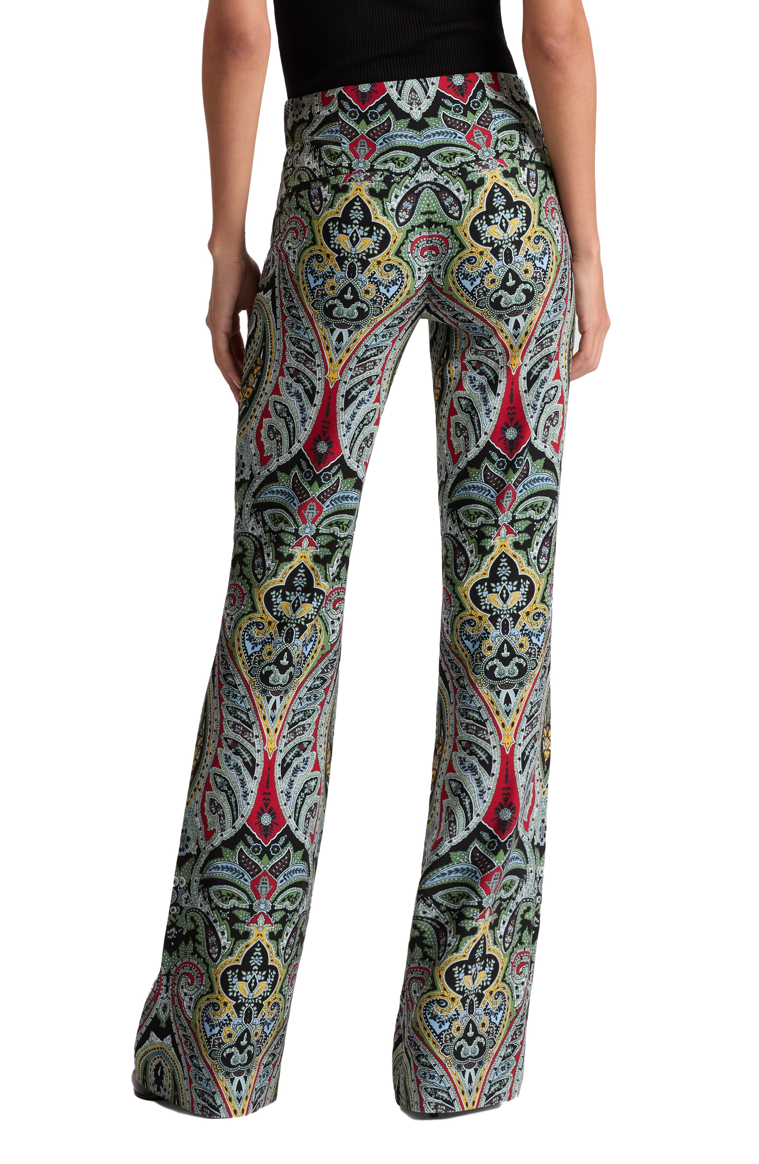 Alice + Olivia Teeny Paisley Print Flare Bootcut Pants in Paisley Poem at Nordstrom - 2