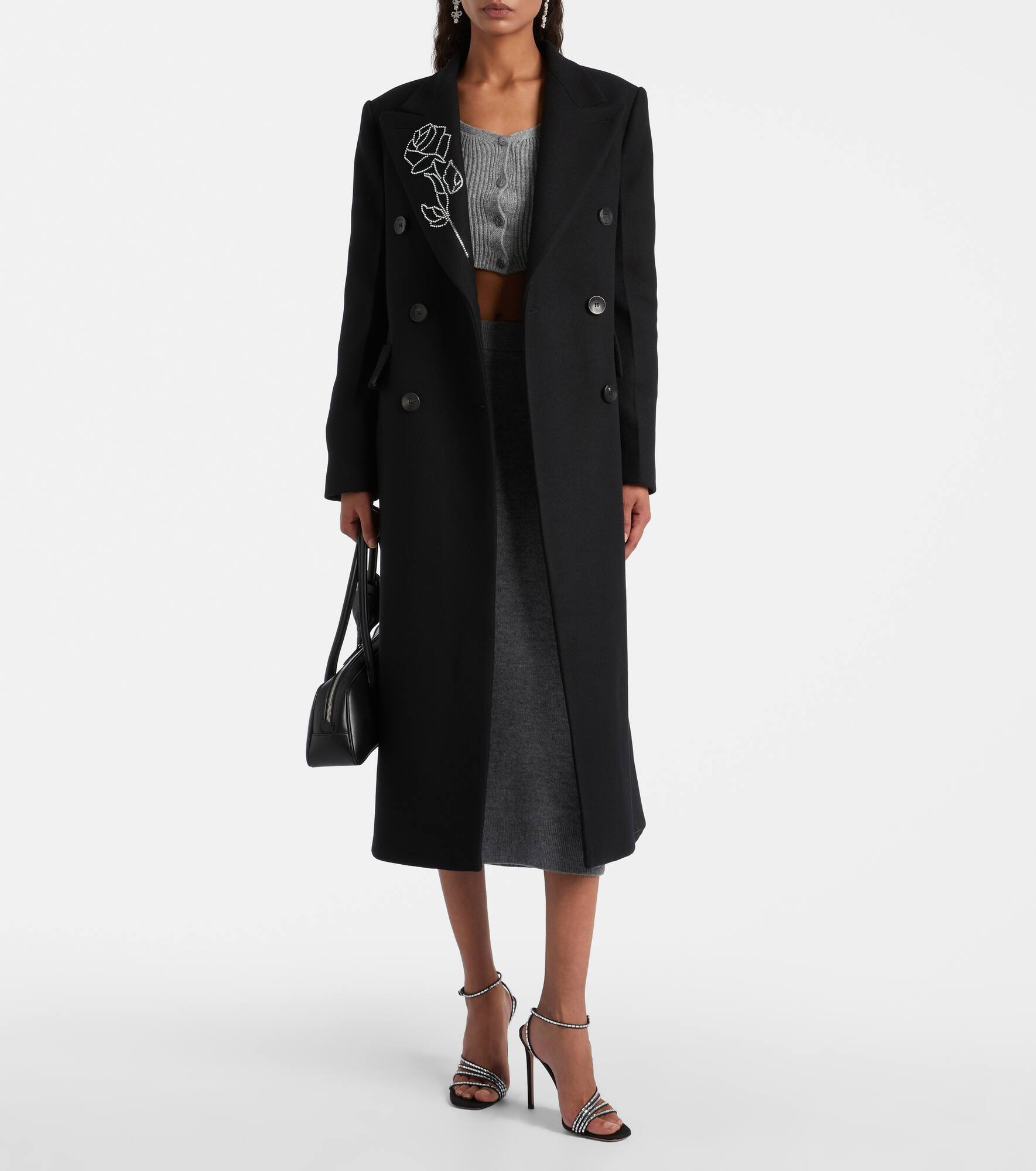 Embellished double-breasted wool-blend coat - 2