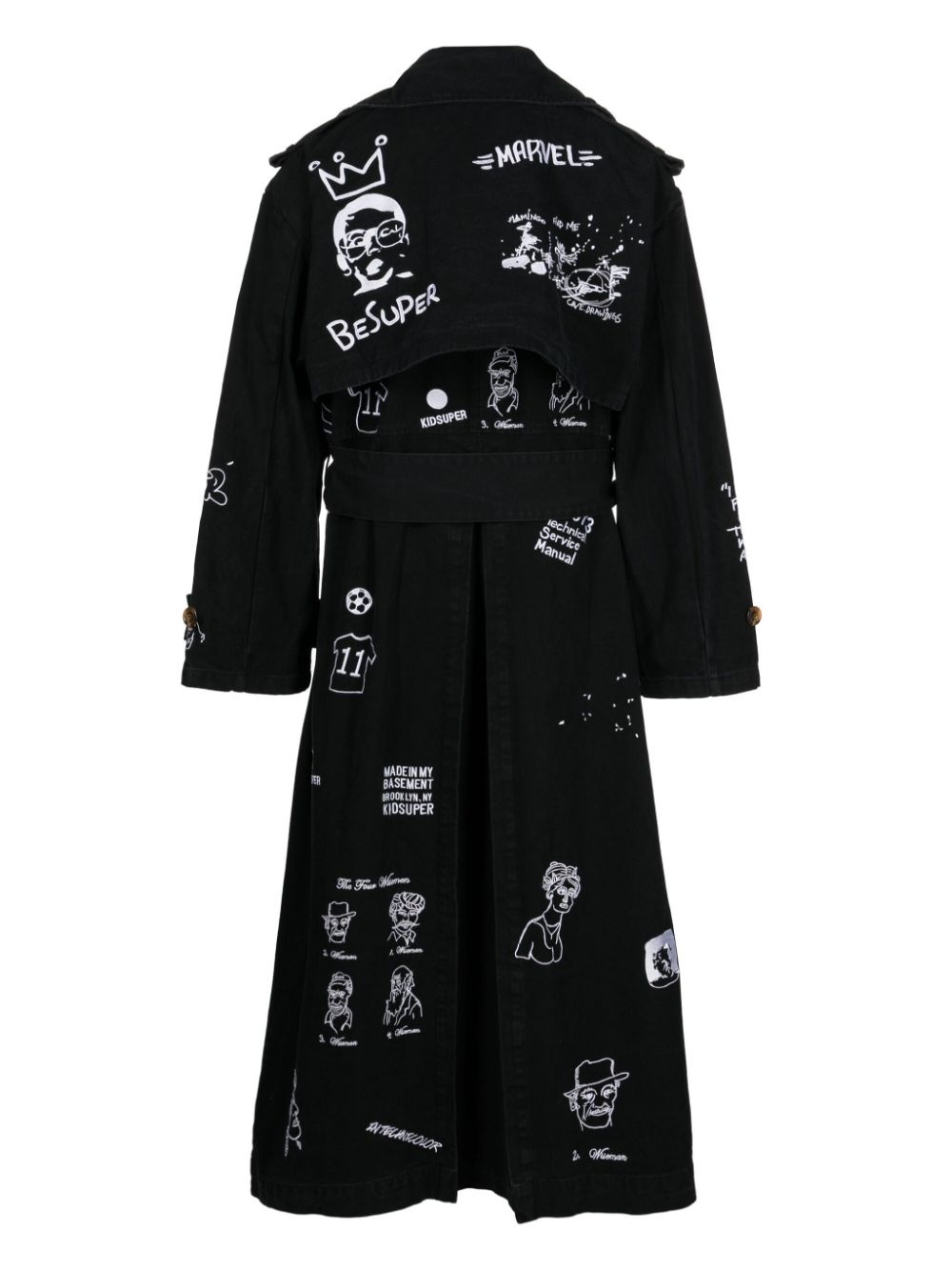 embroidered cotton trench coat - 2