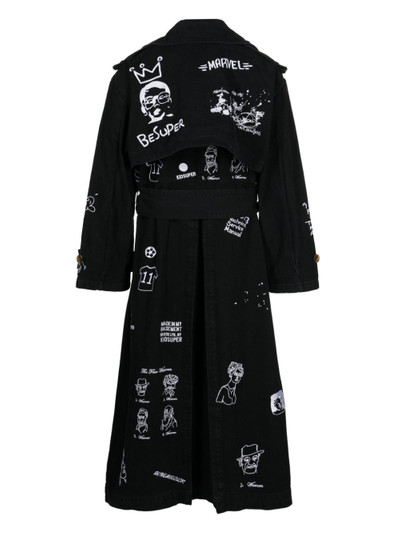 KidSuper embroidered cotton trench coat outlook