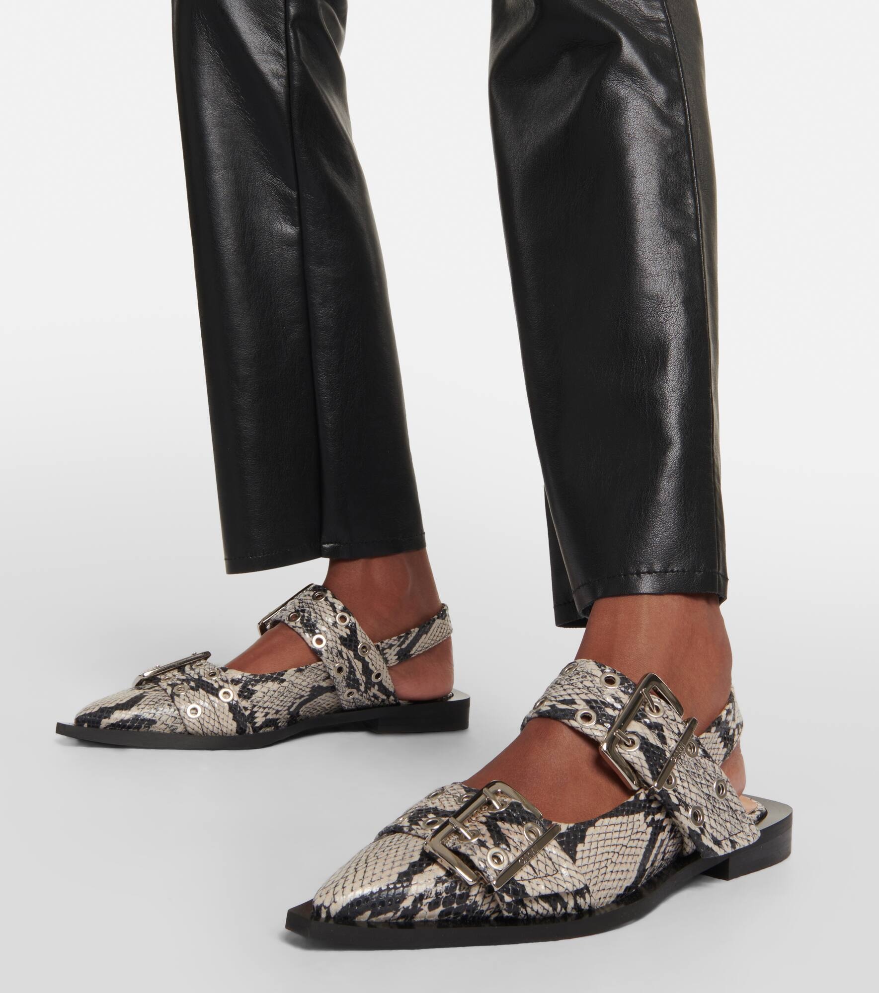 Printed faux-leather ballet flats - 4