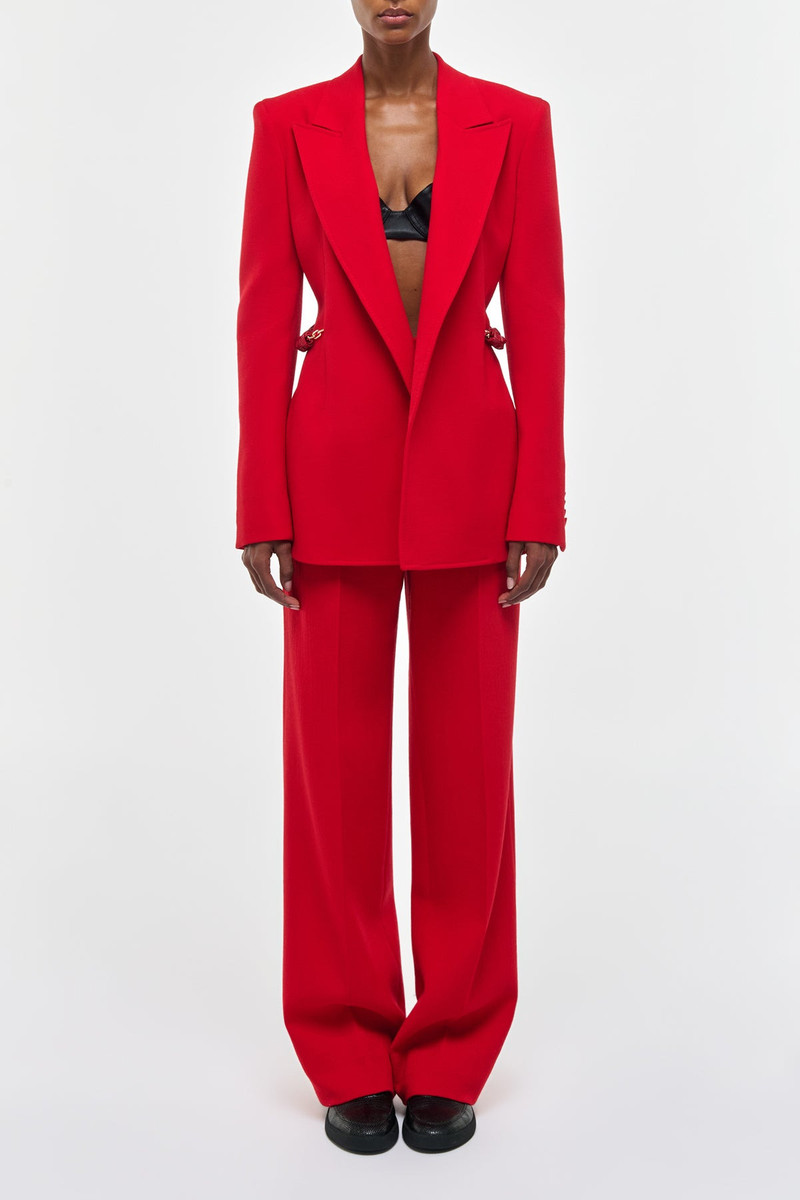 Norman Wide-leg Pant in Scarlet Red Virgin Wool Crepe 3