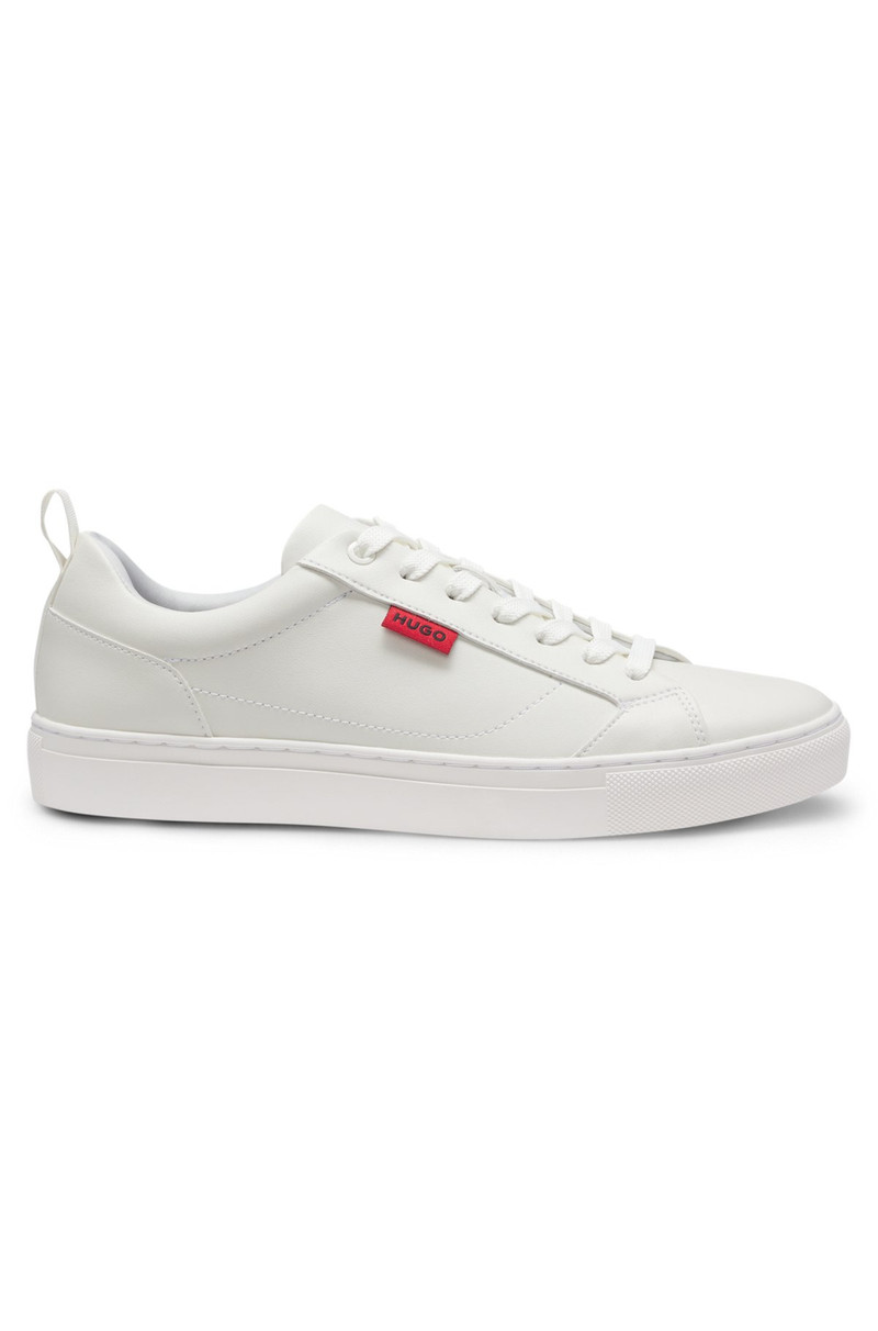 FAUX-LEATHER TRAINERS WITH RED LOGO FLAG 1