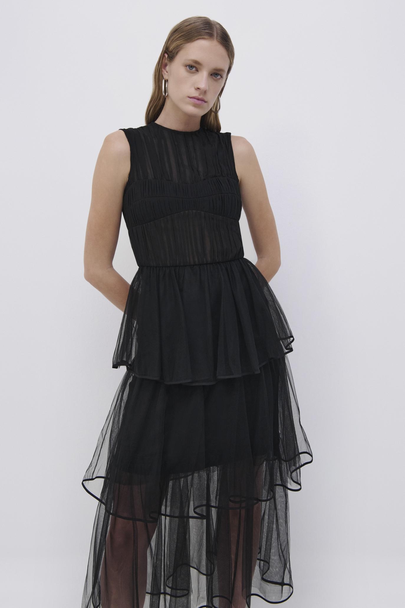 Benton Tulle Plisse Midi Dress - 3