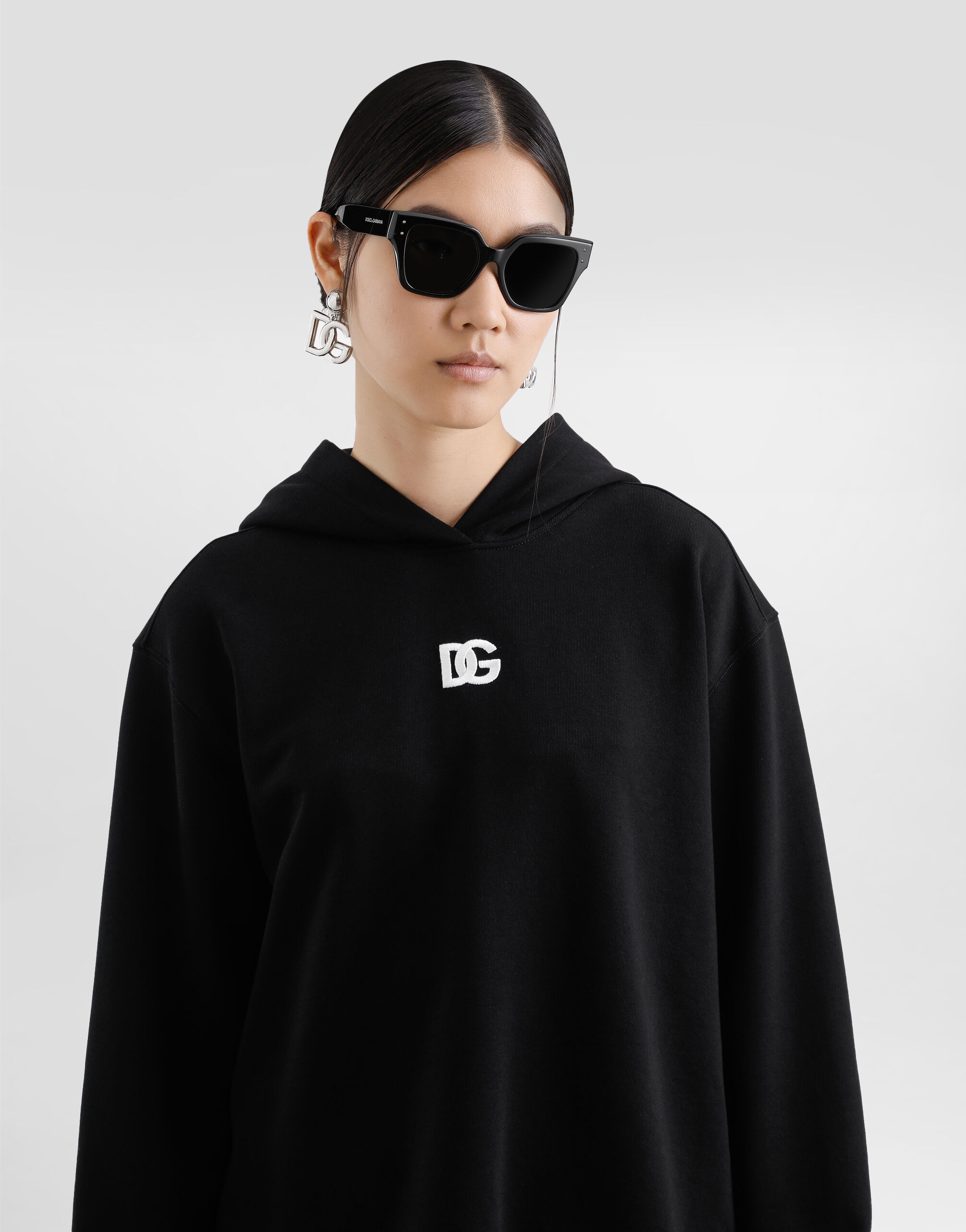 Jersey hoodie with DG embroidery - 5