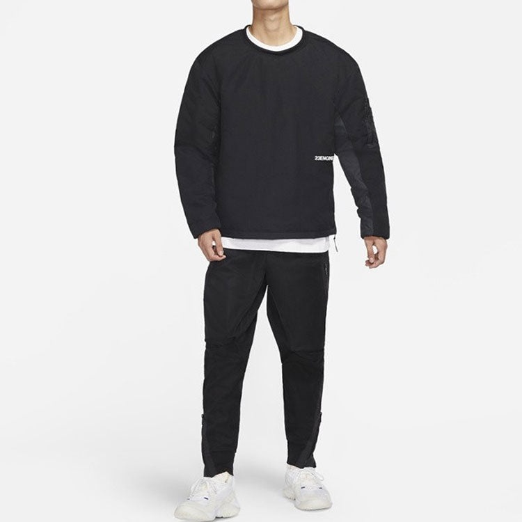 Air Jordan 23 Engineered Contrast Color Stitching Round Neck Pullover Padded Clothes Black DC9657-01 - 3