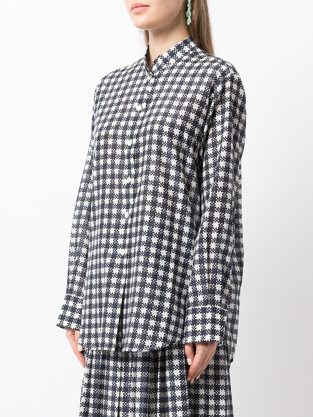 houndstooth buttoned-up shirt - 3