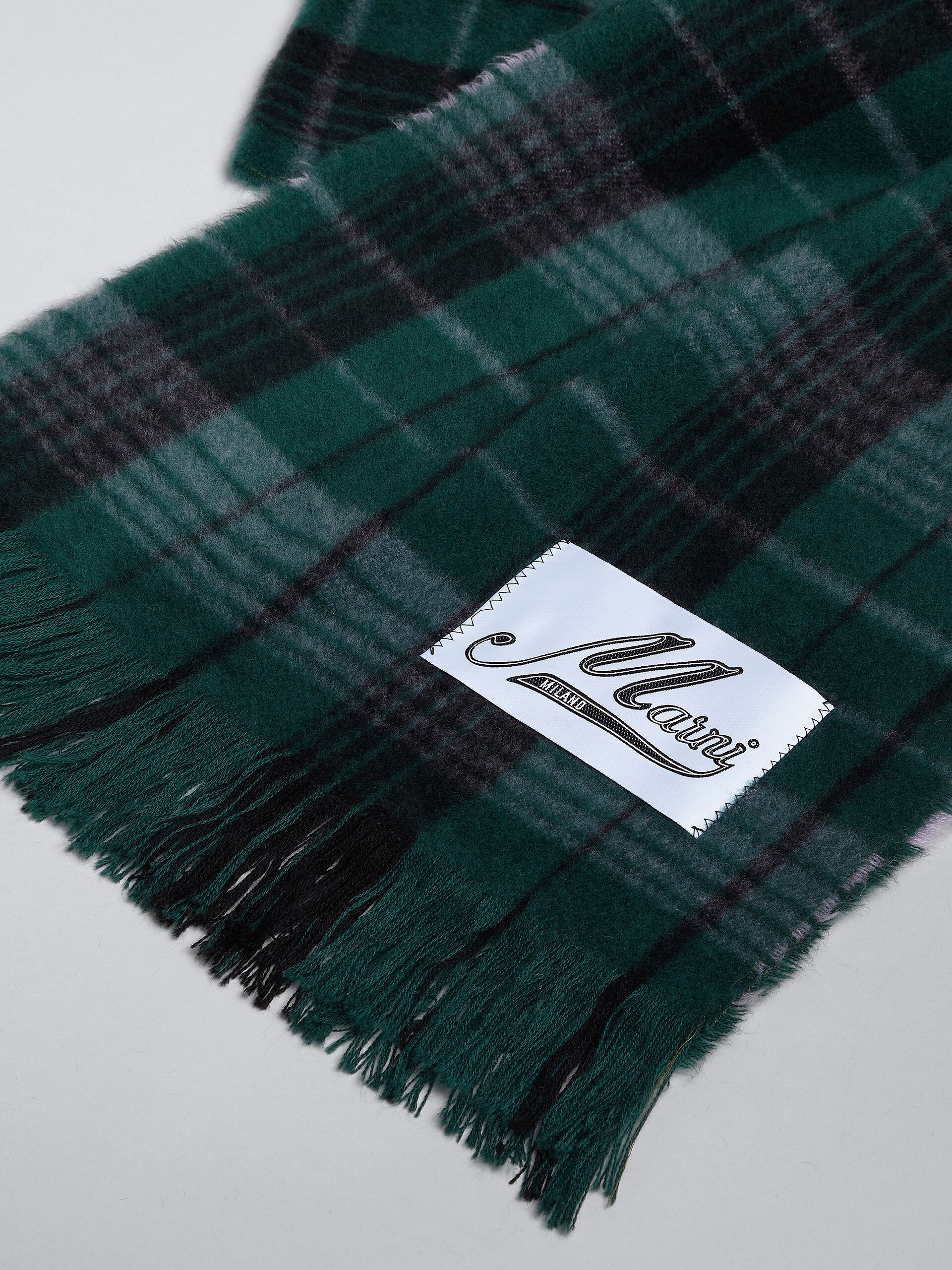 GREEN CHECK WOOL SCARF - 4