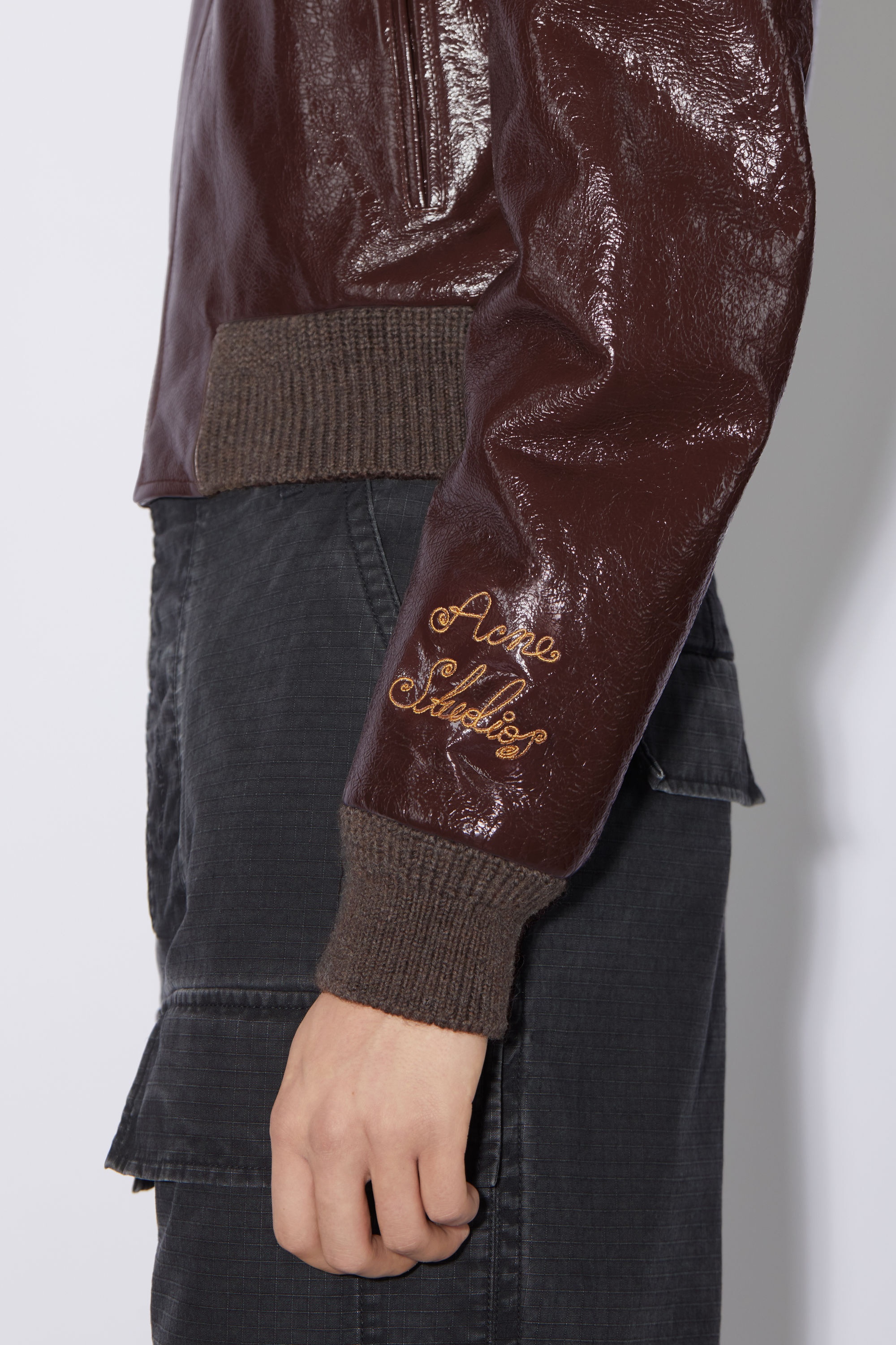 Leather bomber jacket - Brown/burgundy - 5