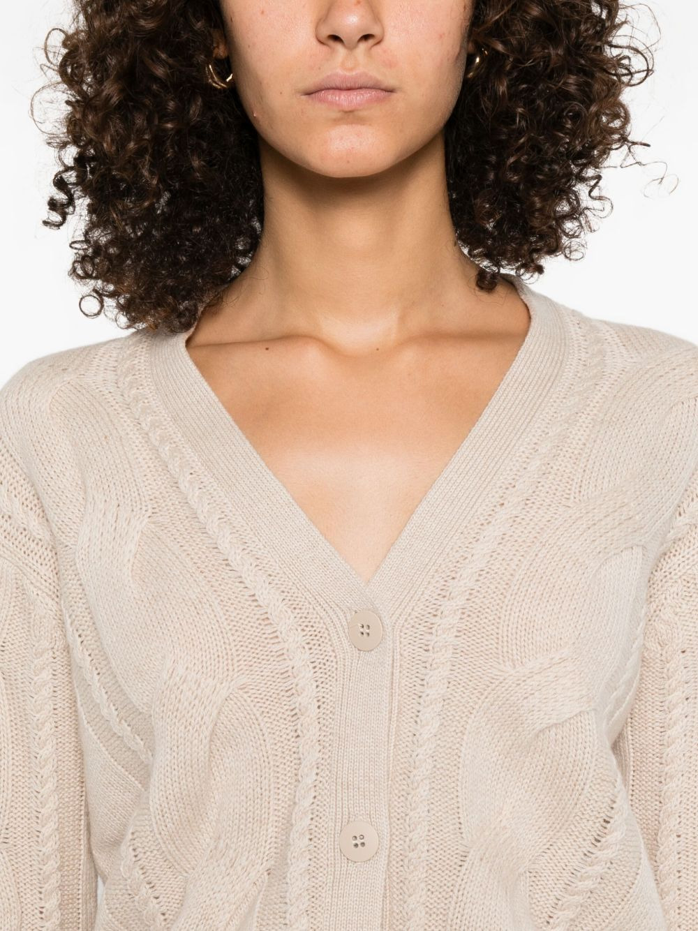 cable-knit button-up cardigan - 5
