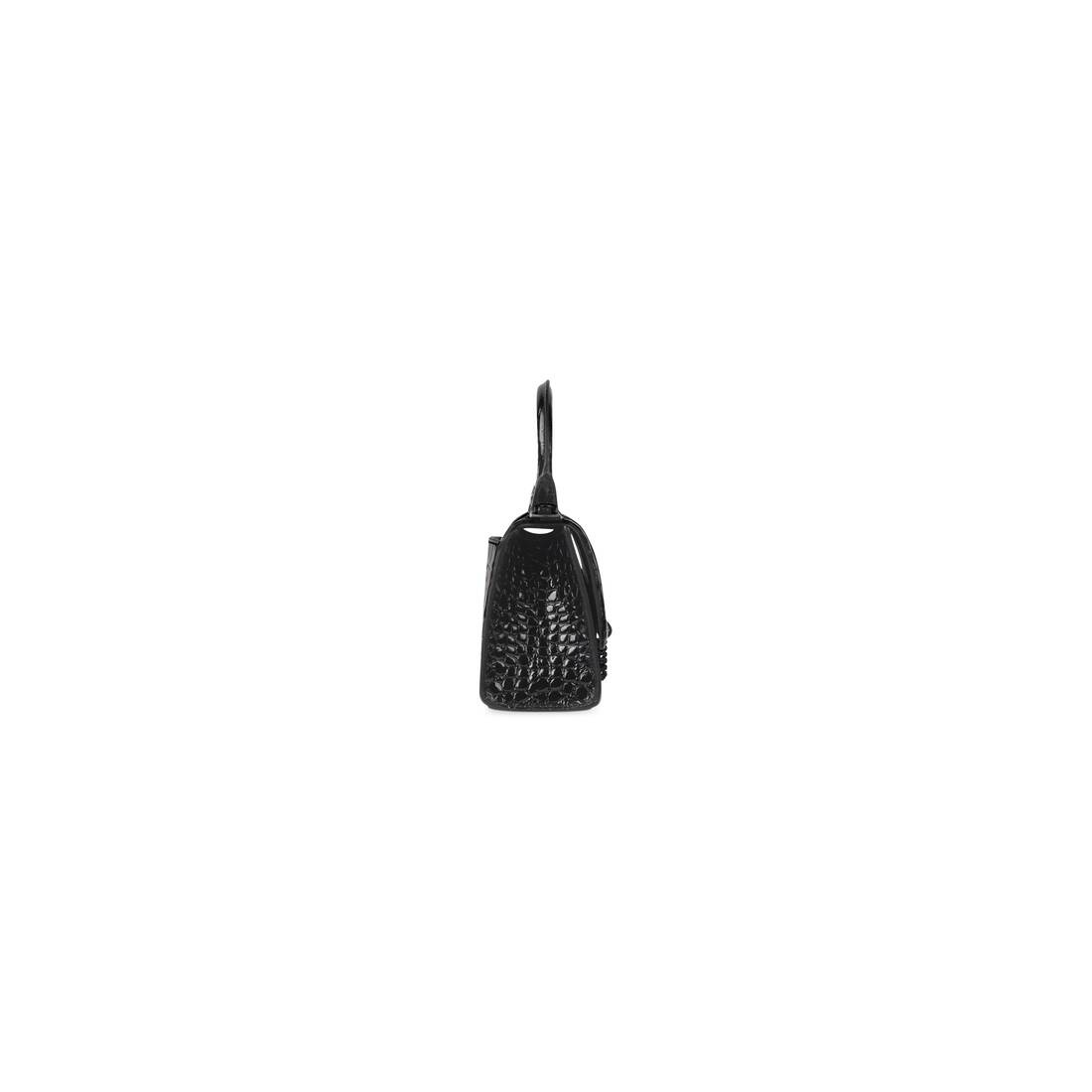 Women's Hourglass Xs Handbag Crocodile Embossed With Rhinestones  in Black - 2