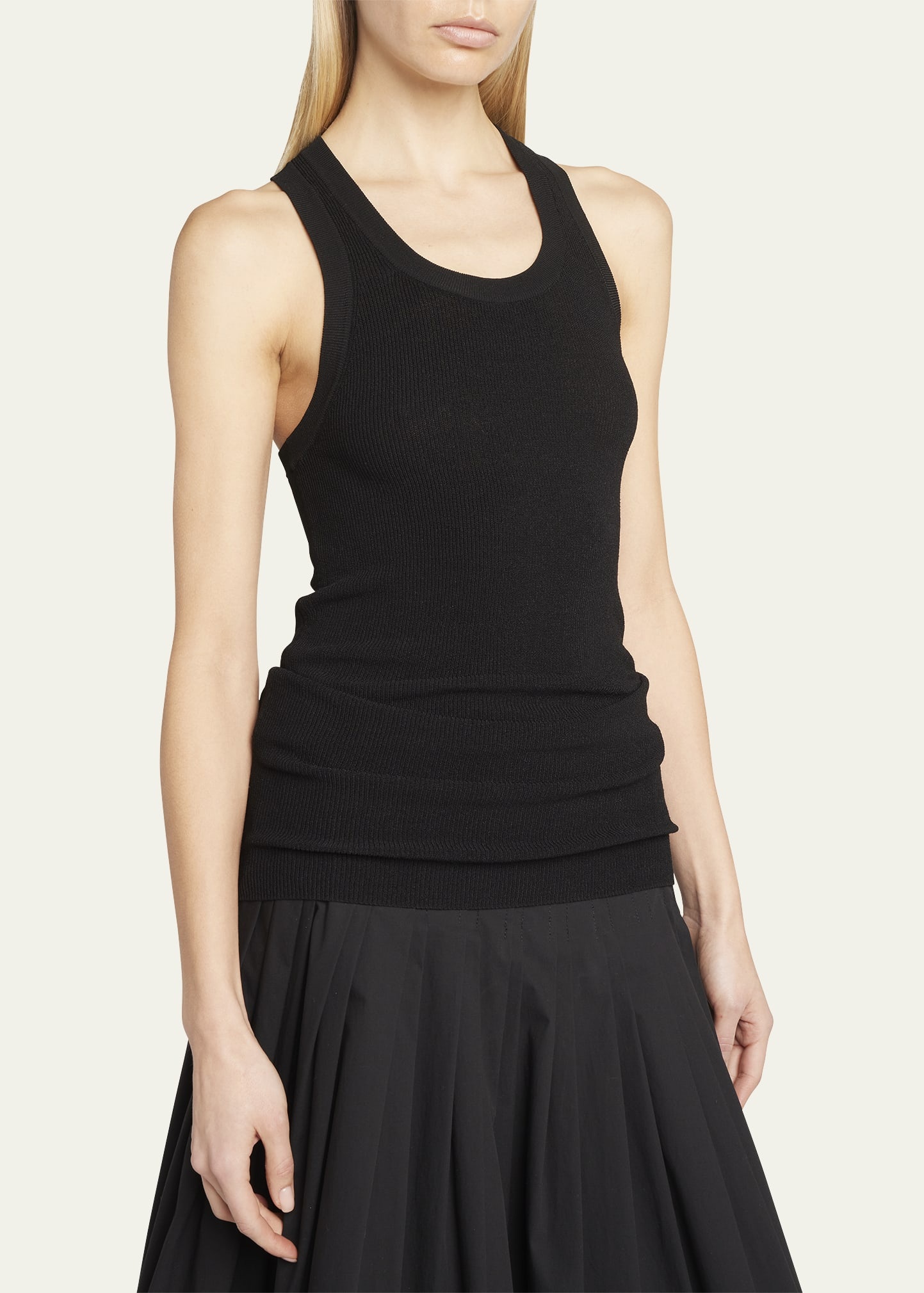 Matte Viscose Ribbed Knit Tank Top - 5