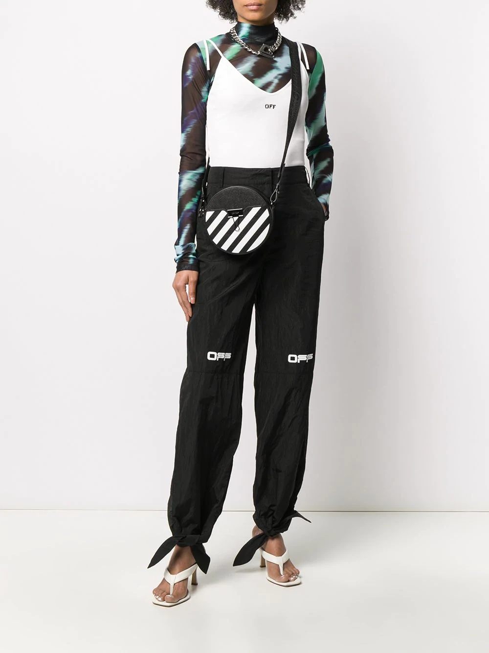 bow-hem logo print trousers - 2