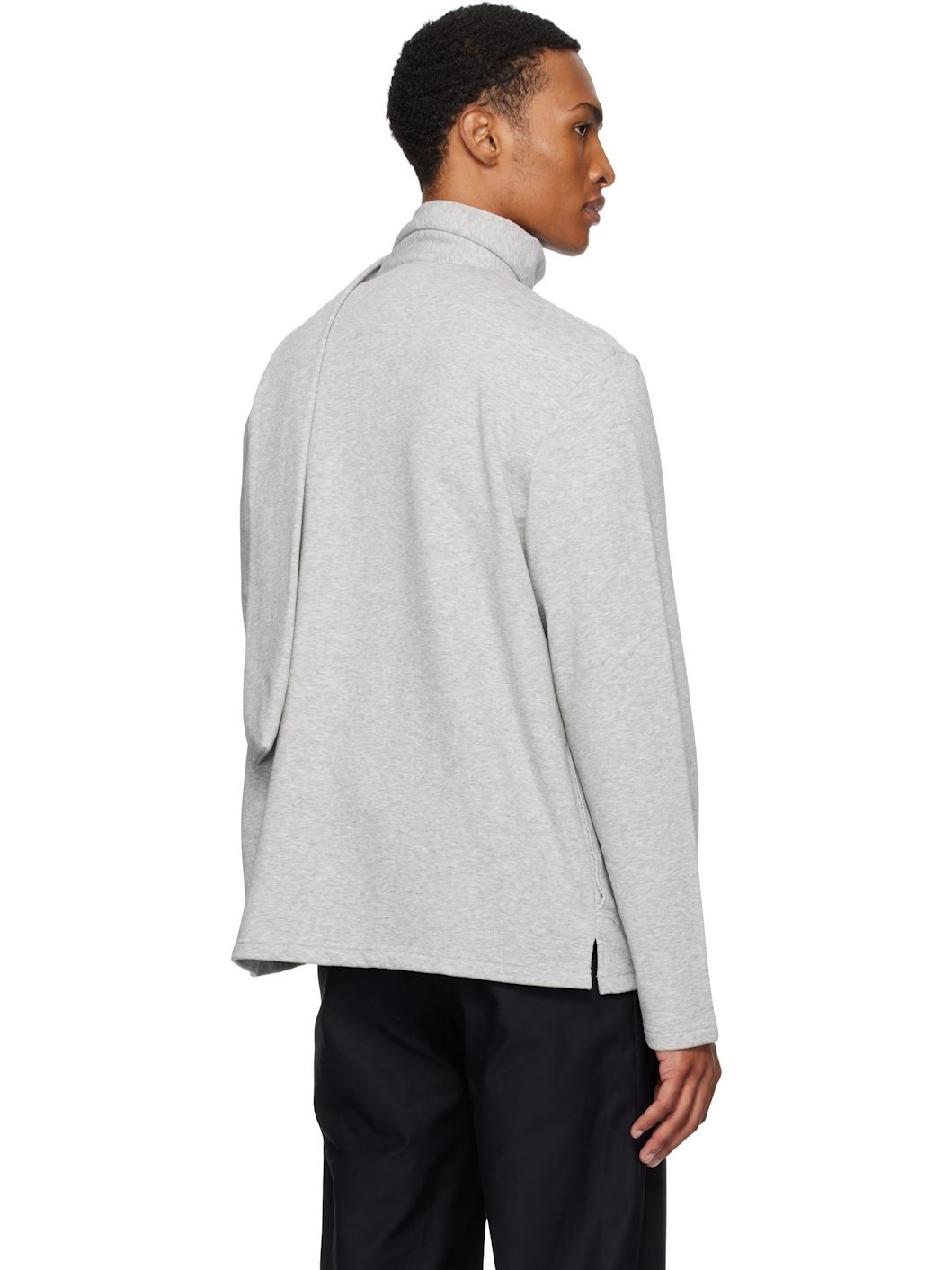 Gray Long Sleeve Scarf Sweatshirt - 3