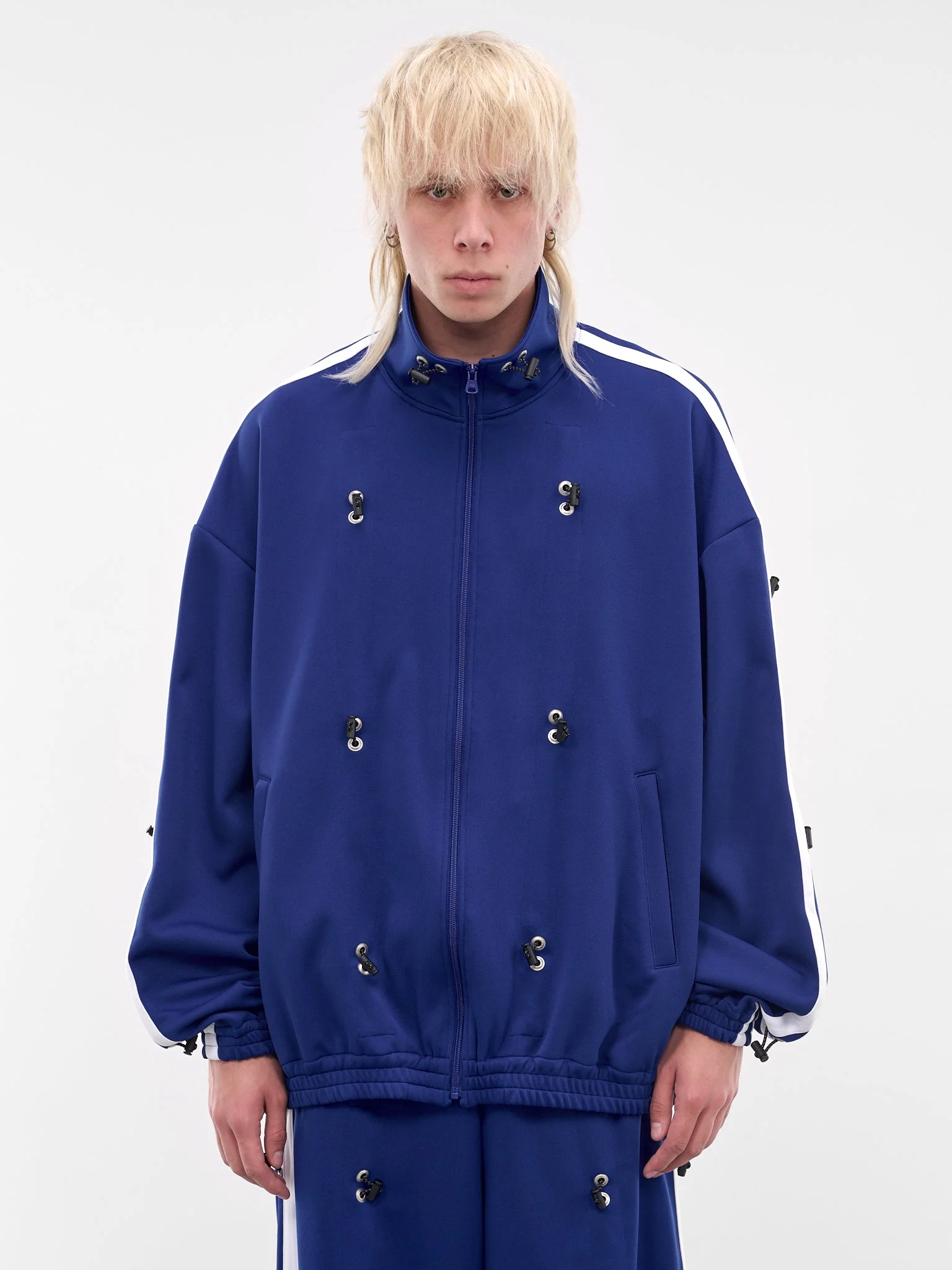 Navy Nylon Bungee Track Jacket - 1