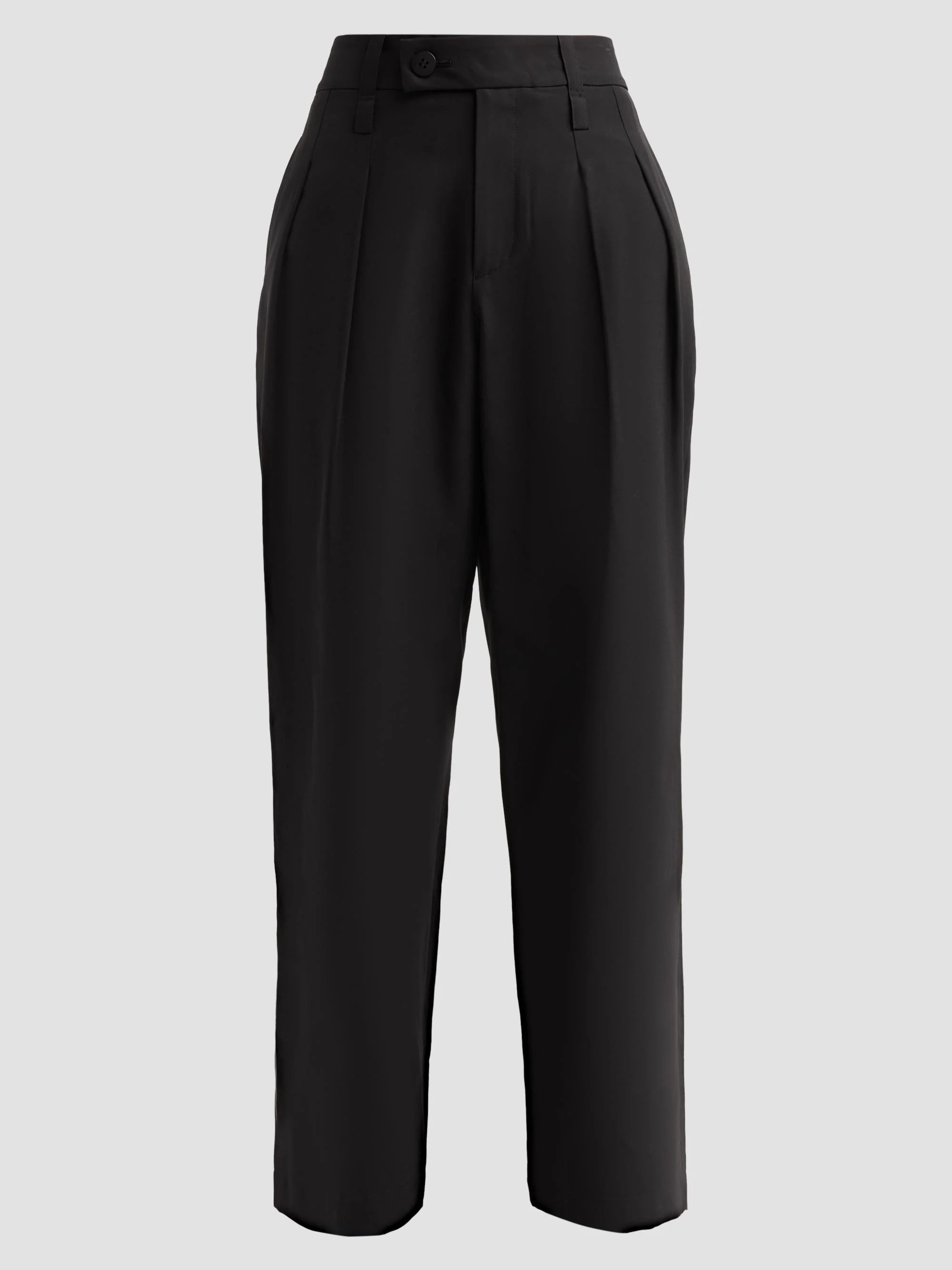 Women's Fluttering Pleated Straight-Leg Ankle Pants - Black - 1