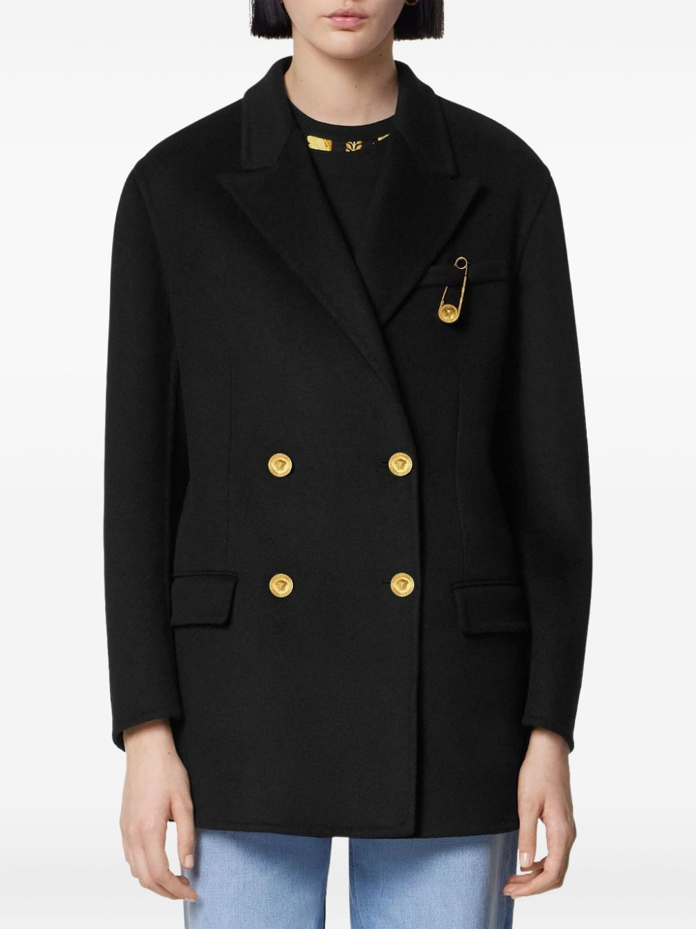 safety-pin double-breasted coat - 3