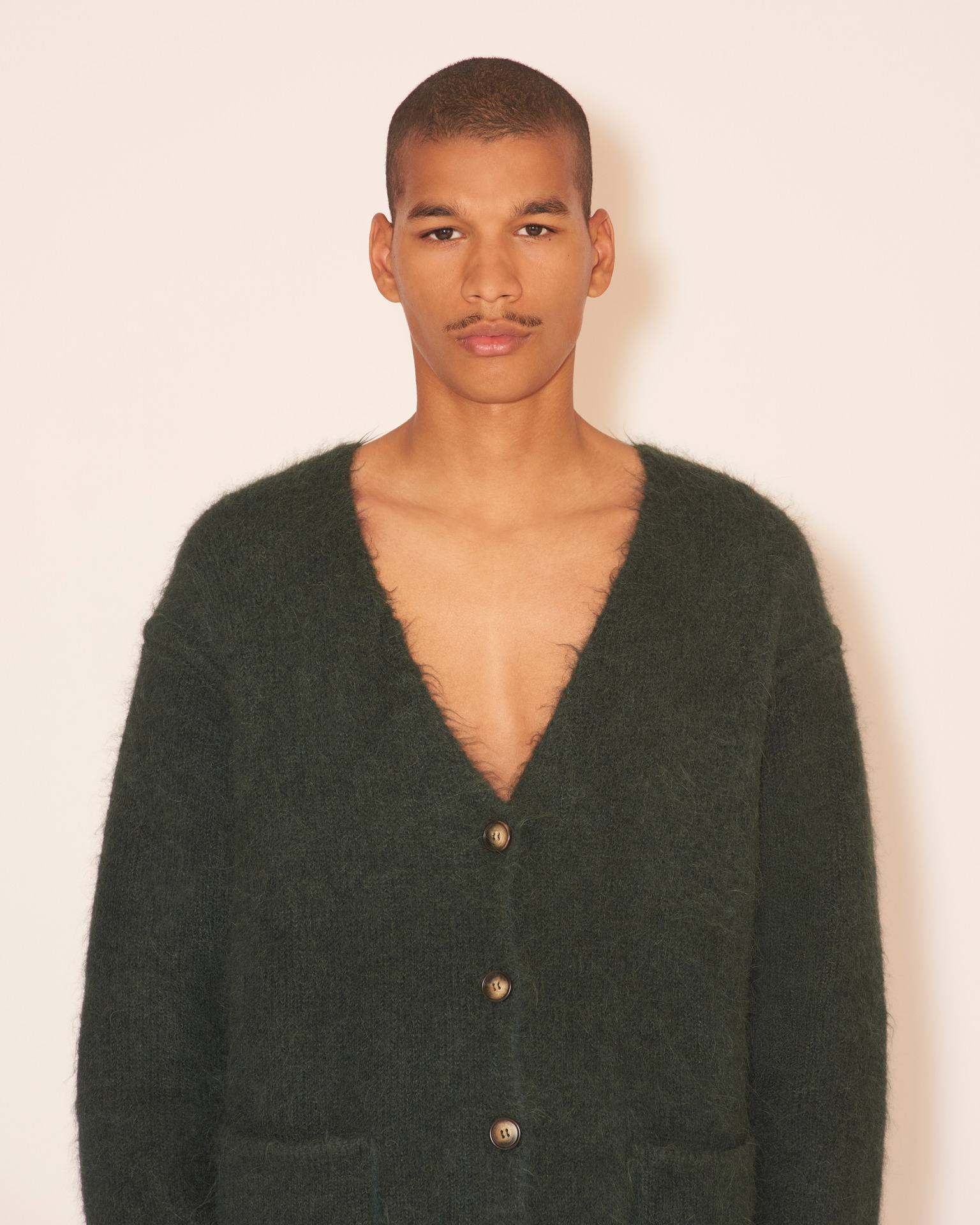 GORIS - Brushed cardigan - Bottle green - 5