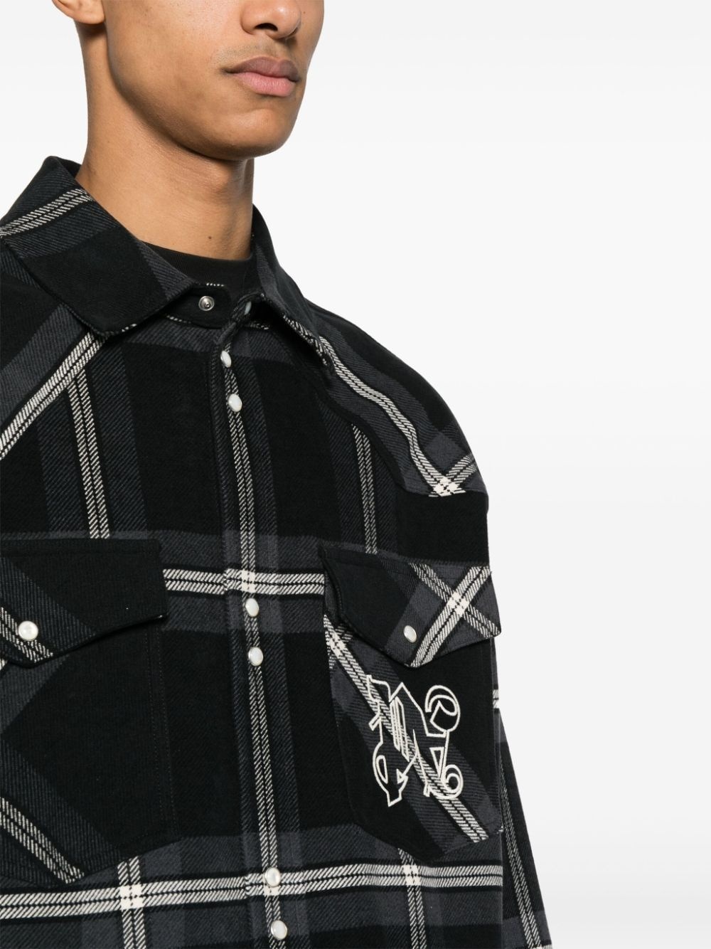 checked cotton-flannel shirt jacket - 5