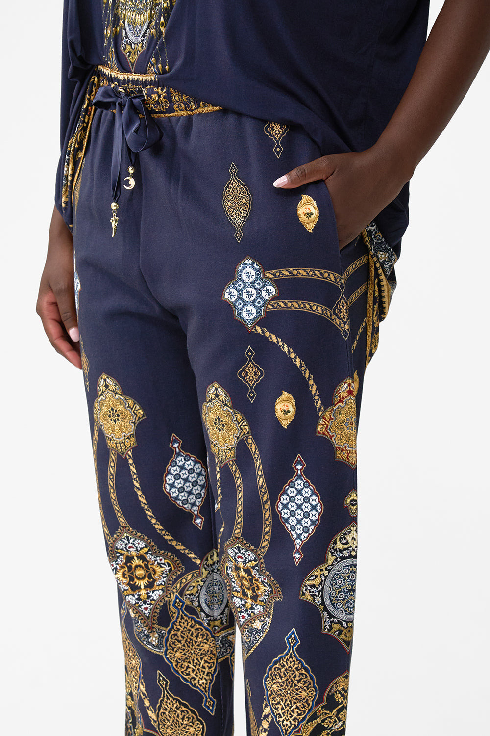 JERSEY TRACK PANT WITH SILK DETAILS - 5