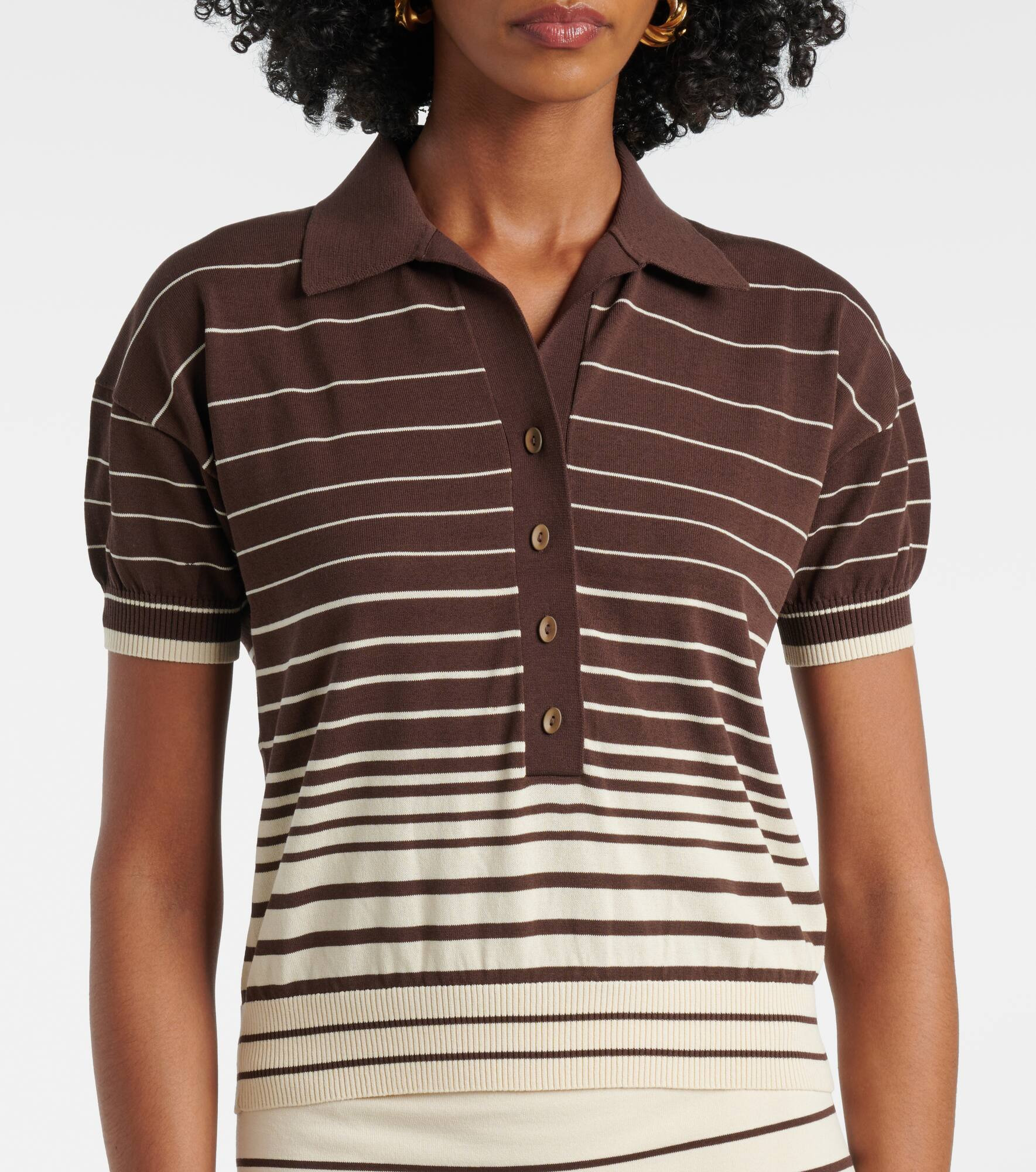 Sable striped cotton-blend polo shirt - 4