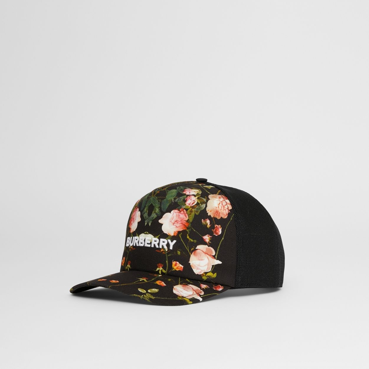 Rose Print Cotton and Mesh Baseball Cap - 6