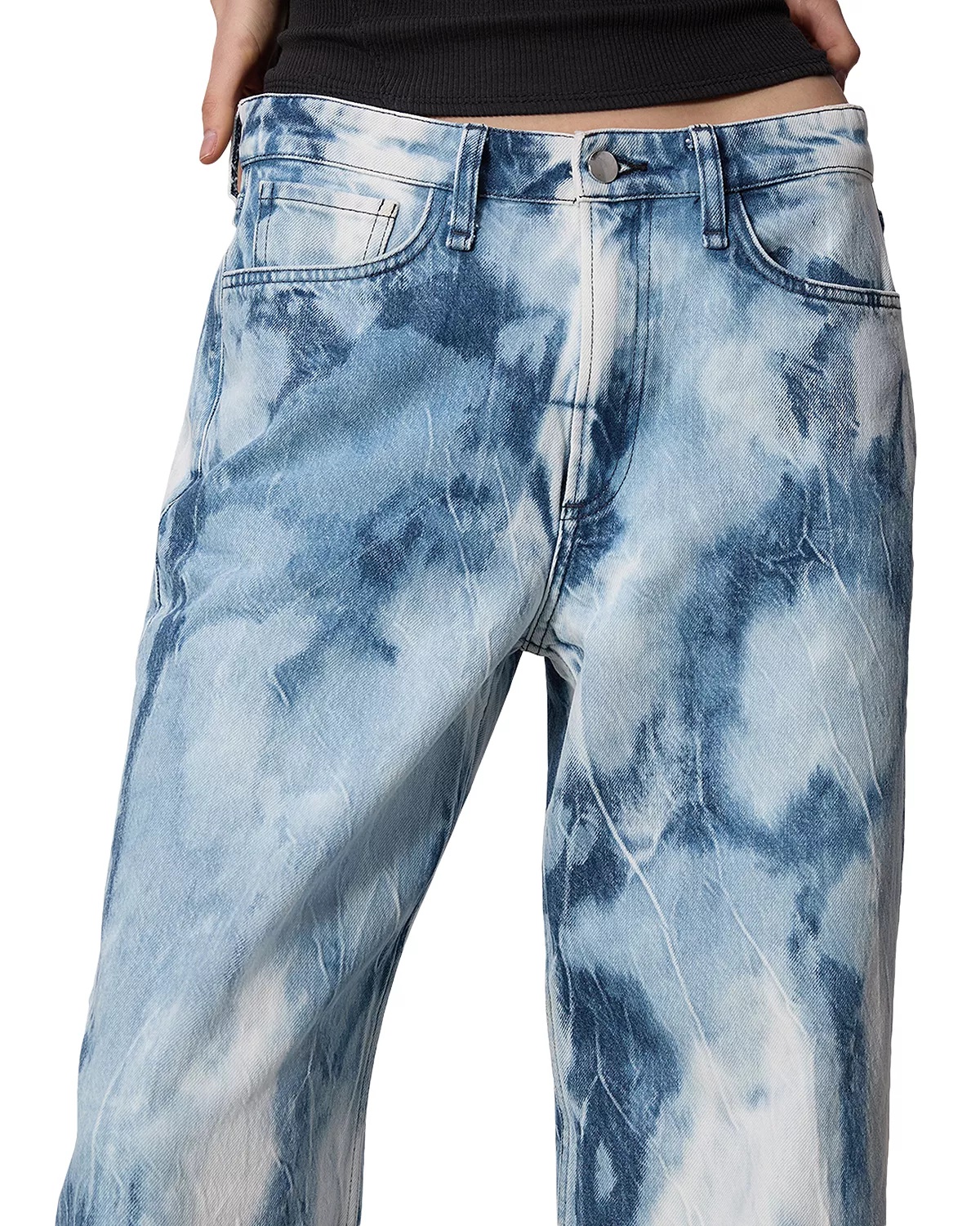 Logan Mid Rise Wide Leg Jeans in Indigo Water Color - 5