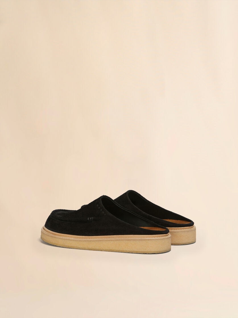 BLACK SUEDE SABOT WITH PARA RUBBER SOLE - 3