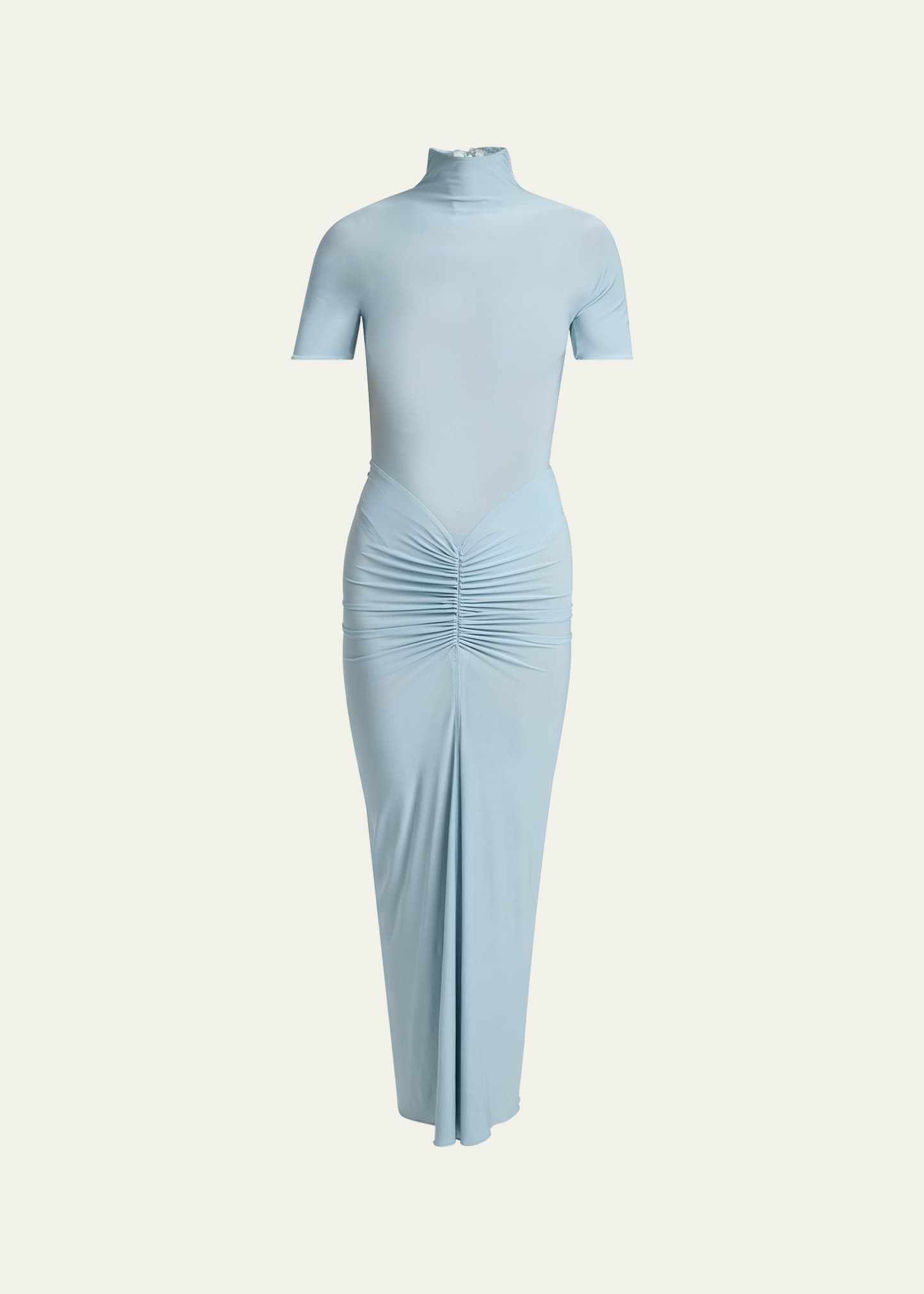 Mock Neck Draped Midi Dress - 1