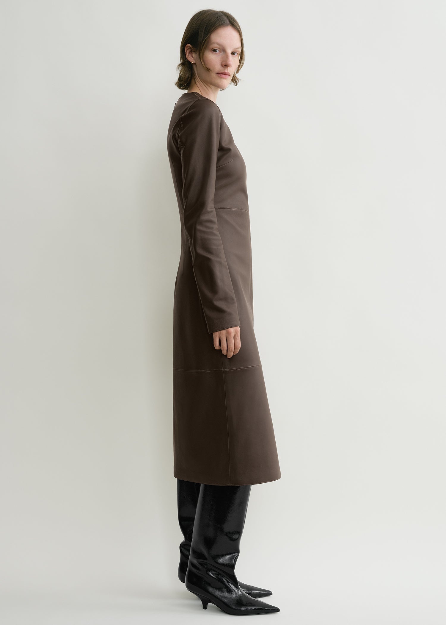 Paneled leather dress bark - 3