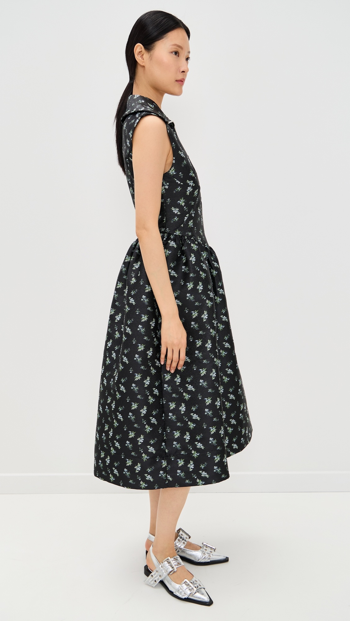 Floral Jacquard Midi Dress - 3