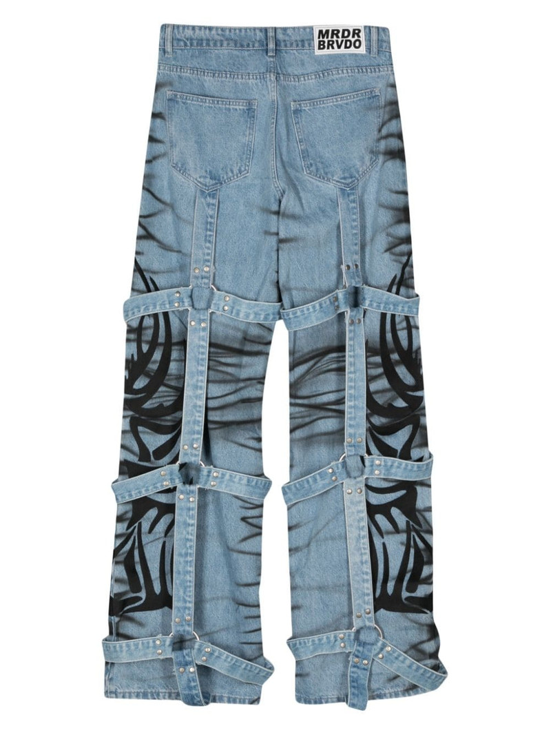 WHO DECIDES WAR Winged Logo Bondage jeans outlook
