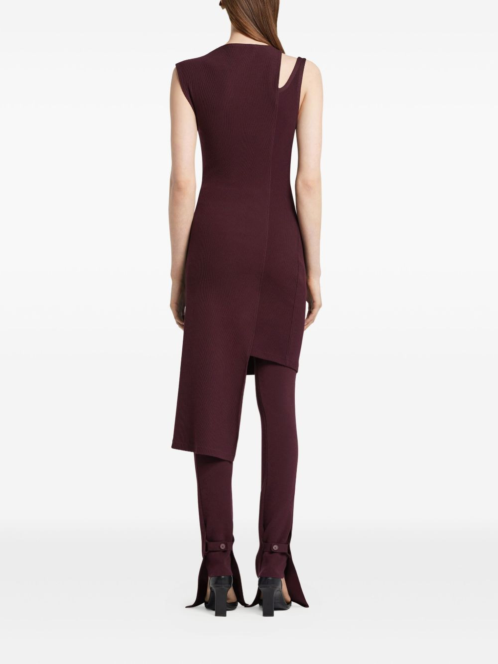 asymmetrical ribbed midi dress - 3
