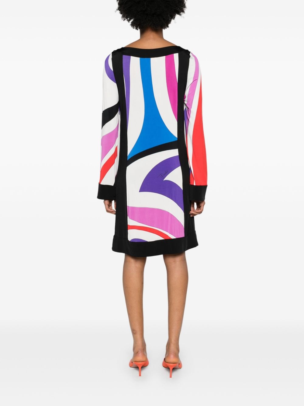 Marmo-print long-sleeve dress - 4