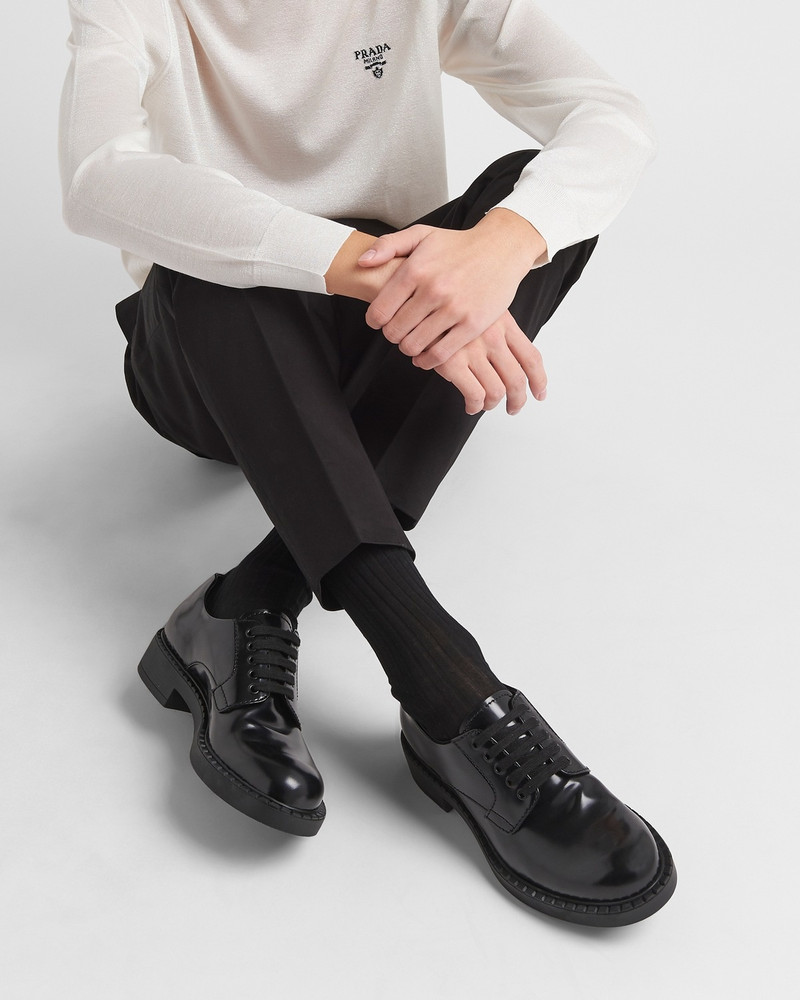 Prada Brushed leather Derby shoes outlook
