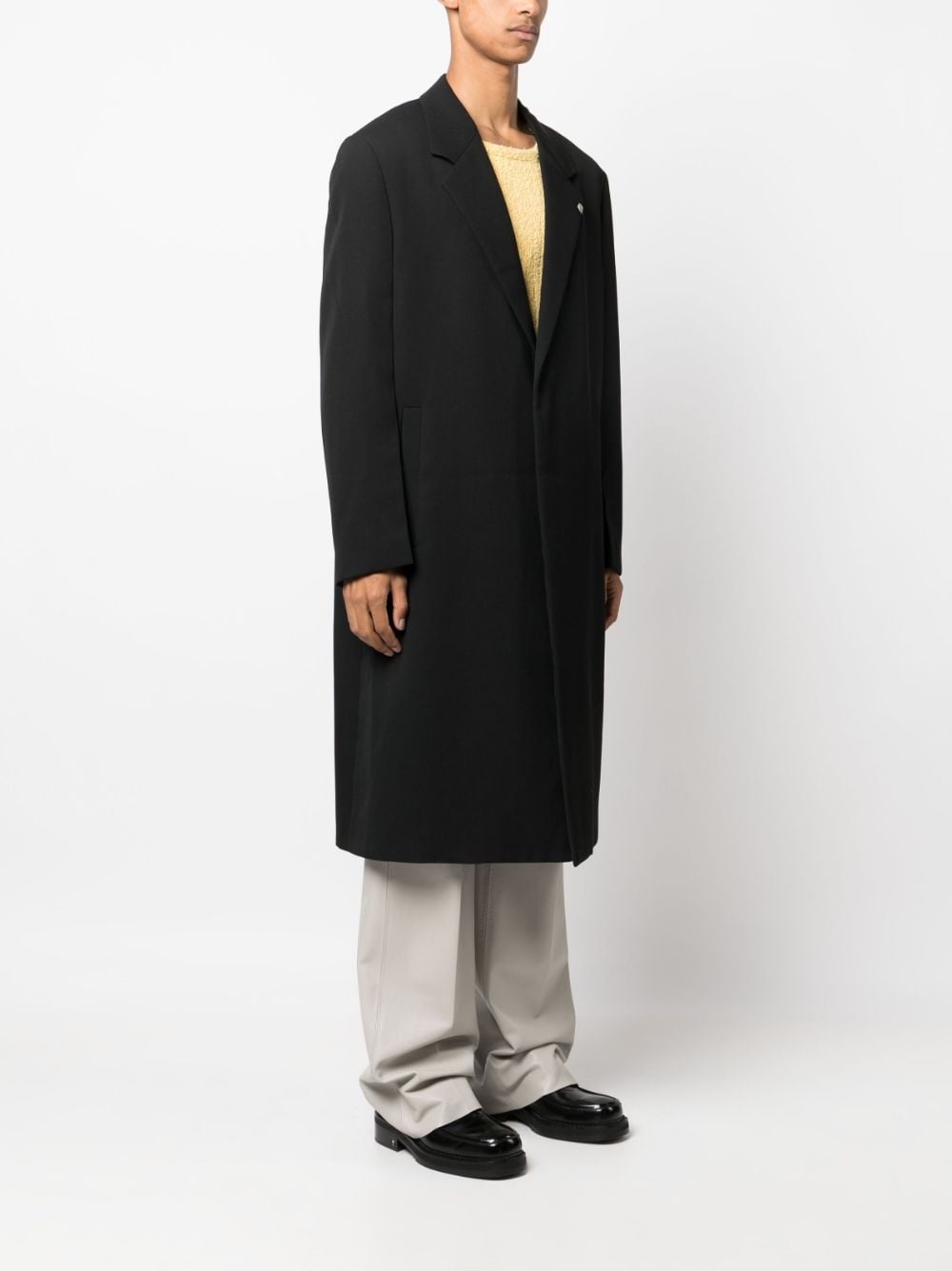 single-breasted wool coat - 3