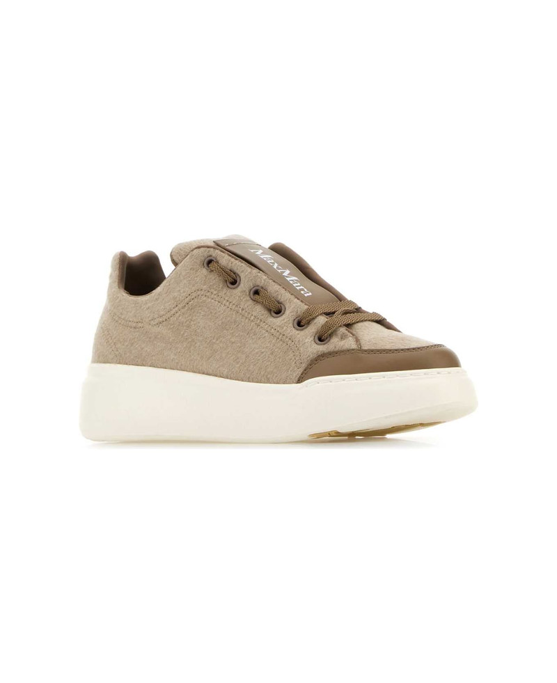 Max Mara Dove Grey Cashmere And Leather Maxi Sneakers outlook