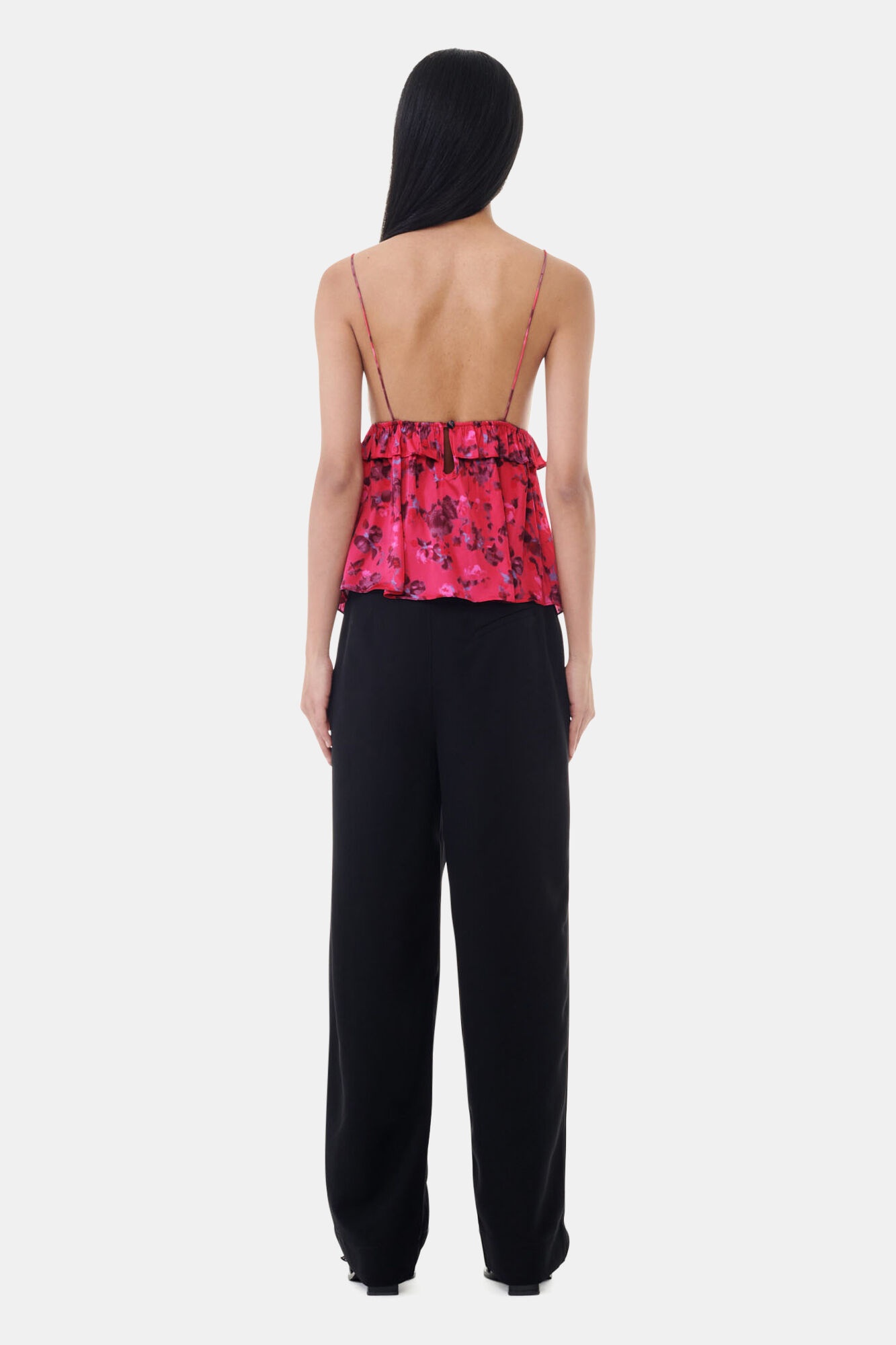 BLACK DRAPEY MELANGE PLEAT PANTS - 4