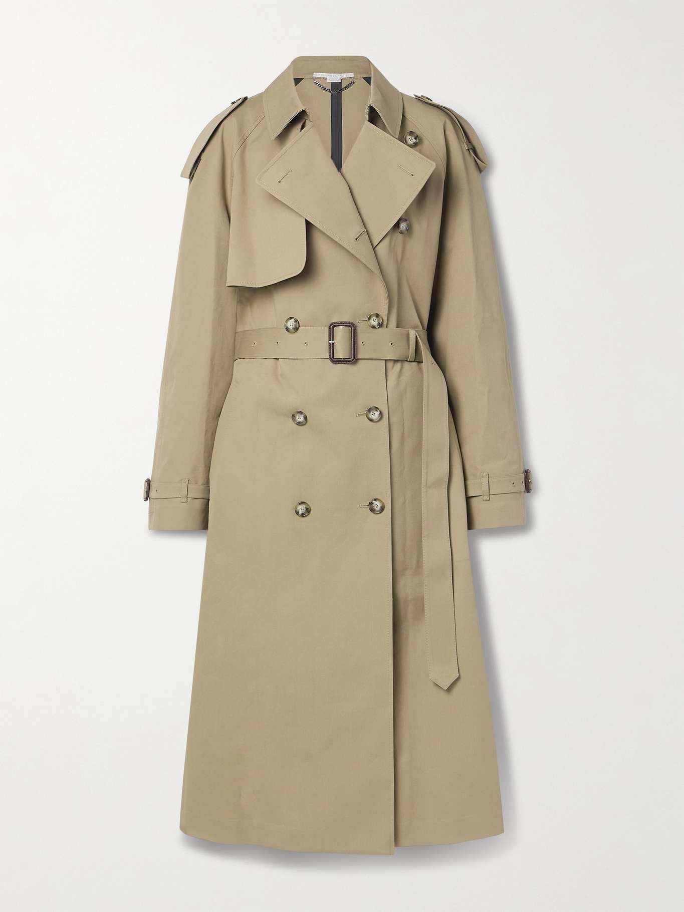 Belted double-breasted cotton-gabardine trench coat - 1