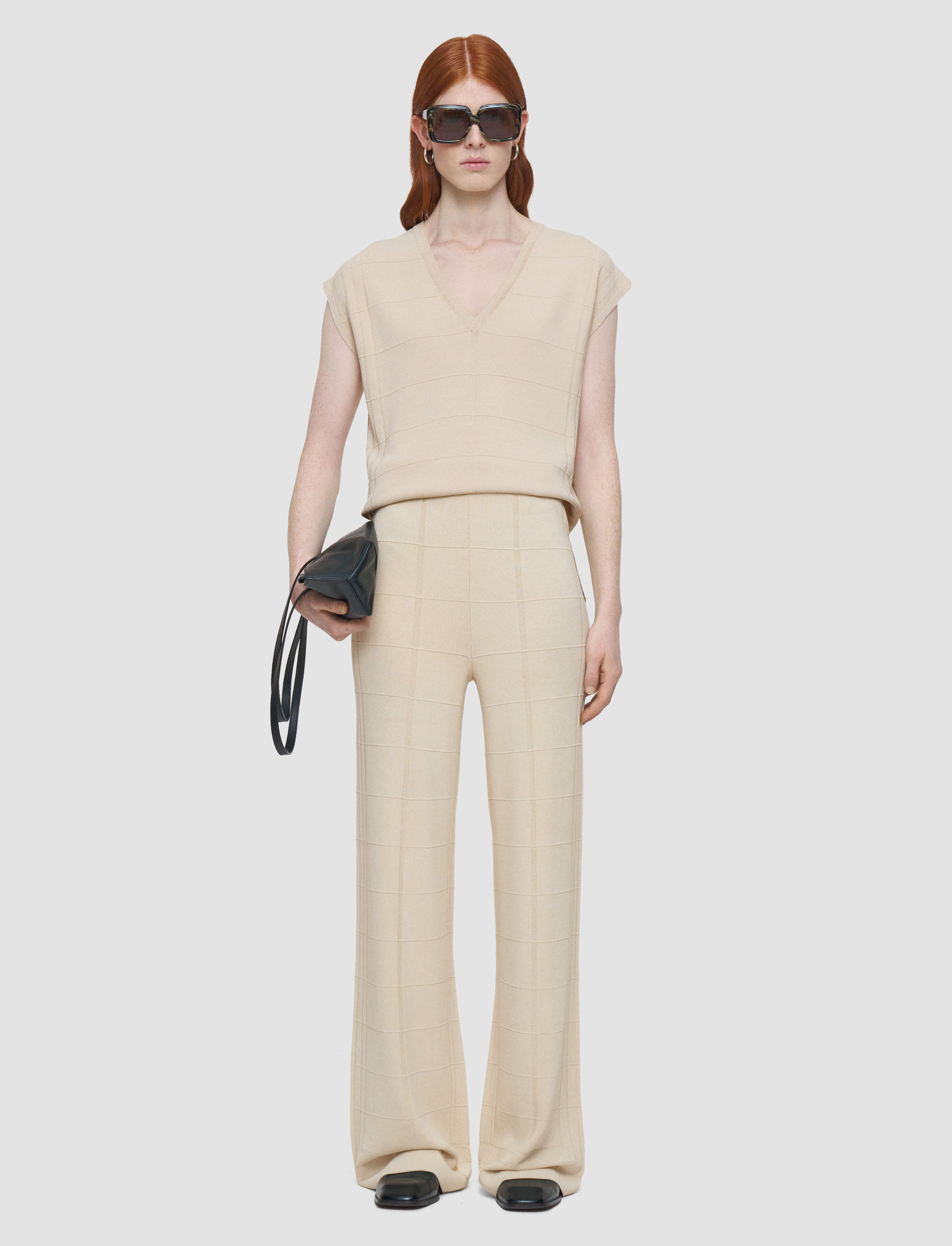 Viscose Grid Knit Trousers - 2