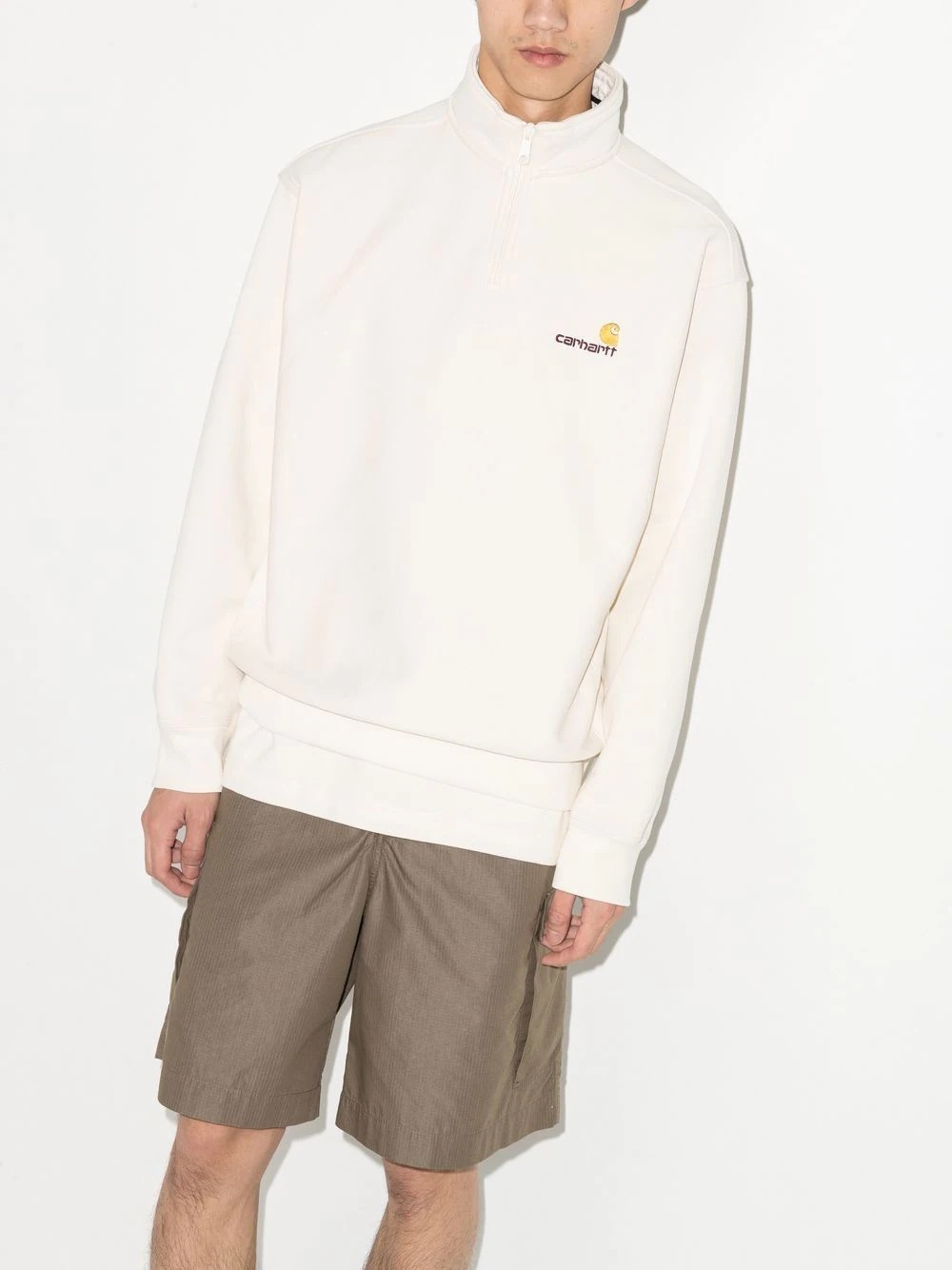 logo-embroidered half-zip sweatshirt - 2