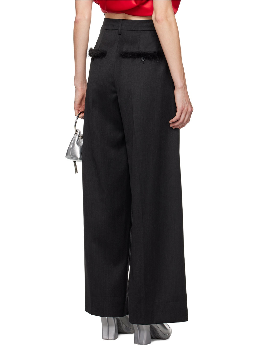 Gray Furry Welt Pocket Trousers - 3