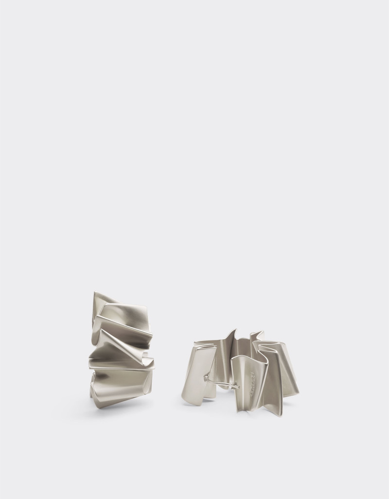 Brass earrings with satin palladium finish 1