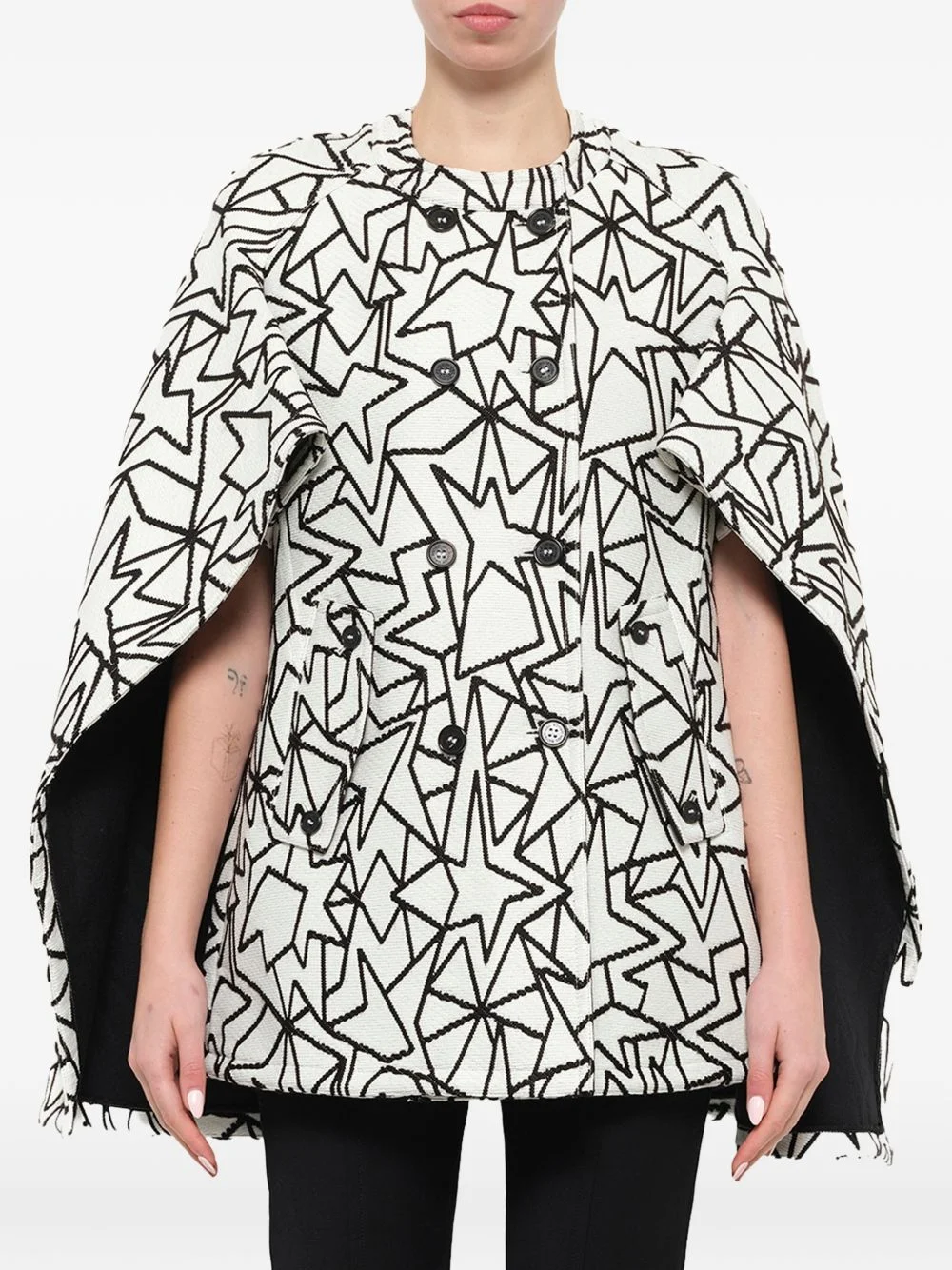 jacquard double-breasted cape - 1