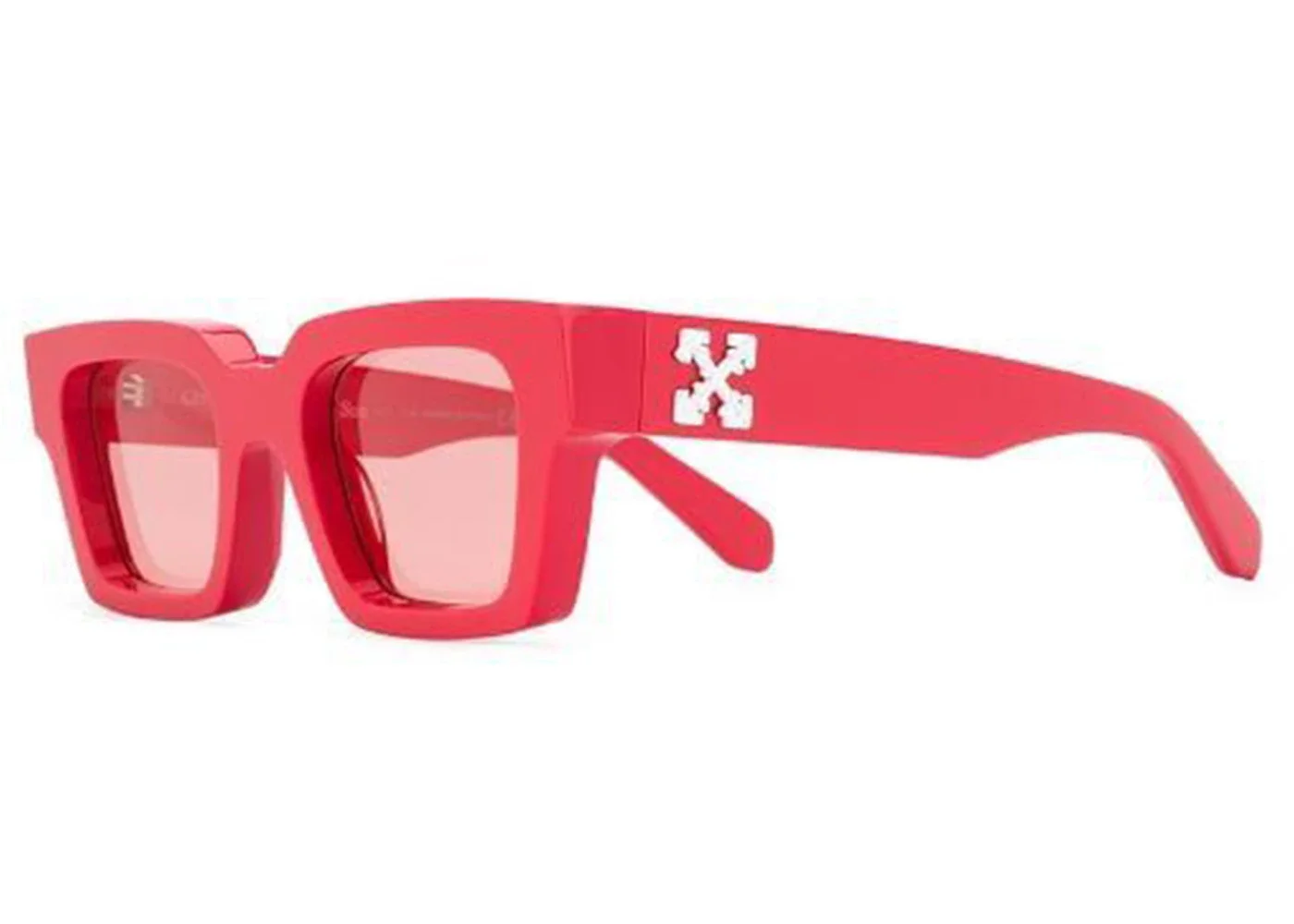 OFF-WHITE Virgil Square Frame Arrows Plaque Sunglasses Red/White/Red Tint (OMRI002S209040202000) - 1