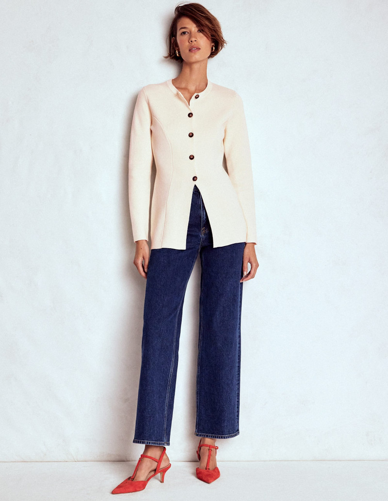 Joanna Fitted Knitted Jacket-Warm Ivory 1